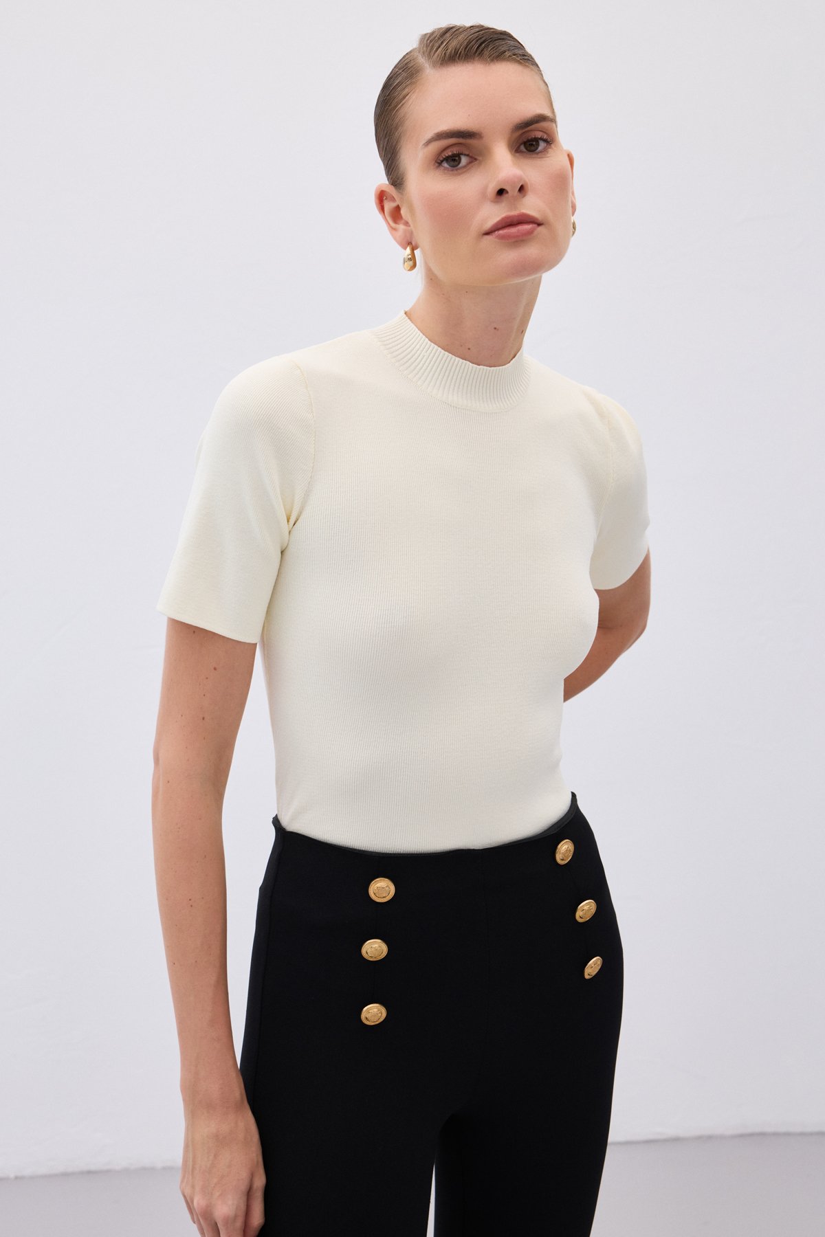 Half Fisherman Knitwear - Ecru