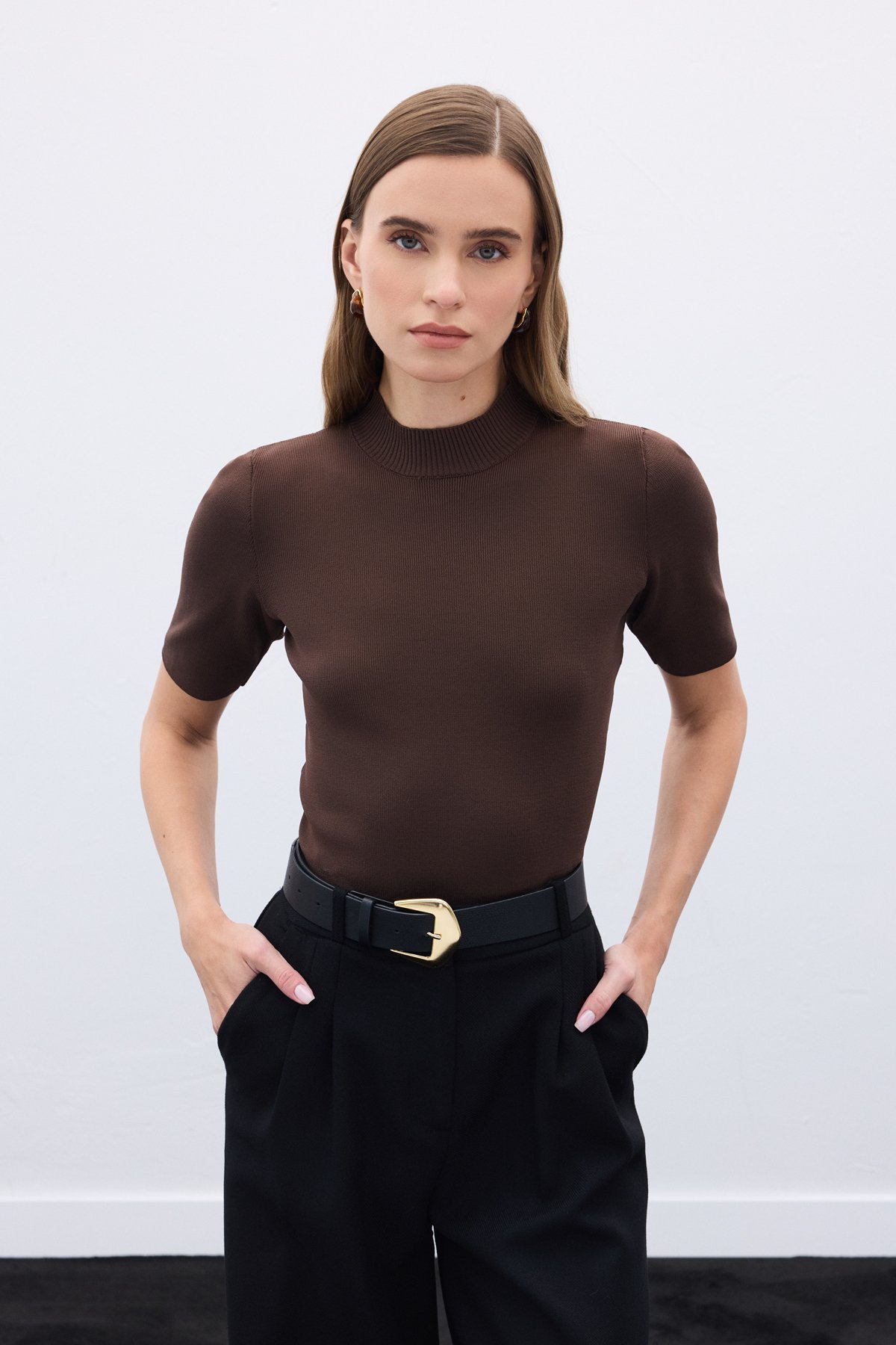 Half Fisherman Knitwear - Brown