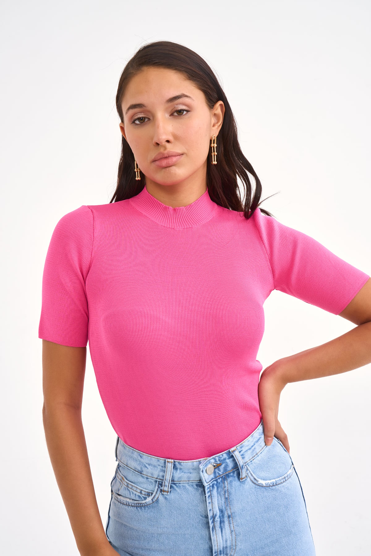 Yarım balıkçı triko - PEMBE