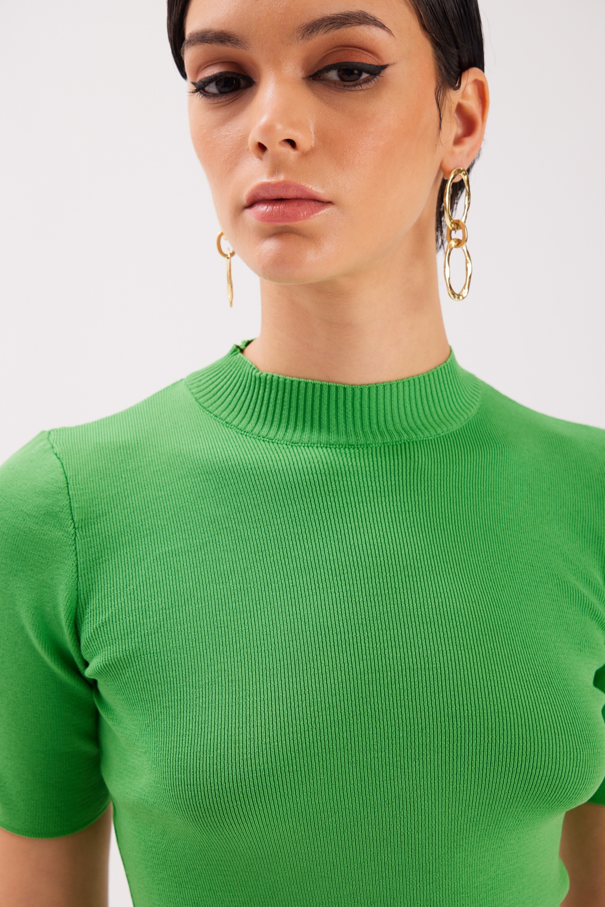 Half fisherman knitwear - GREEN