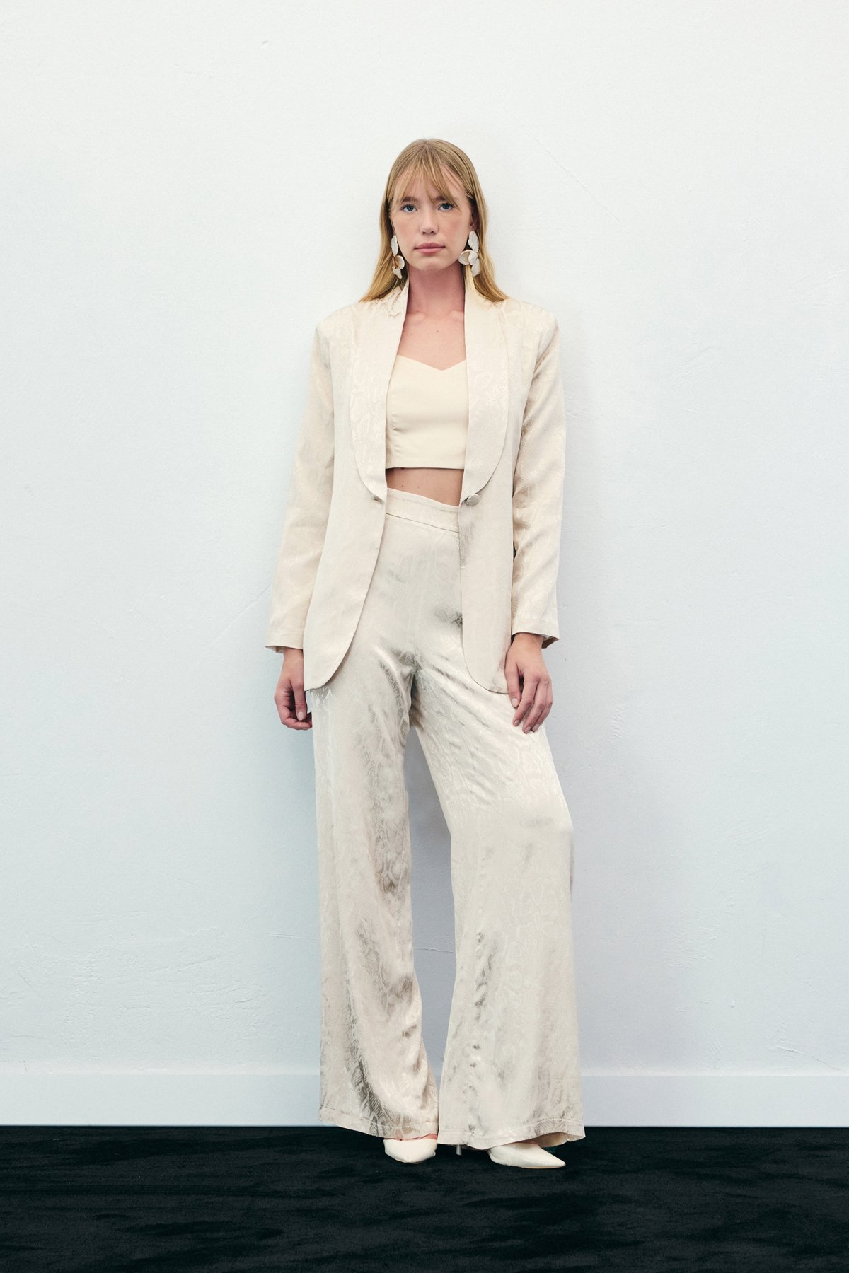 Yılan Desenli Pantolon - Bej