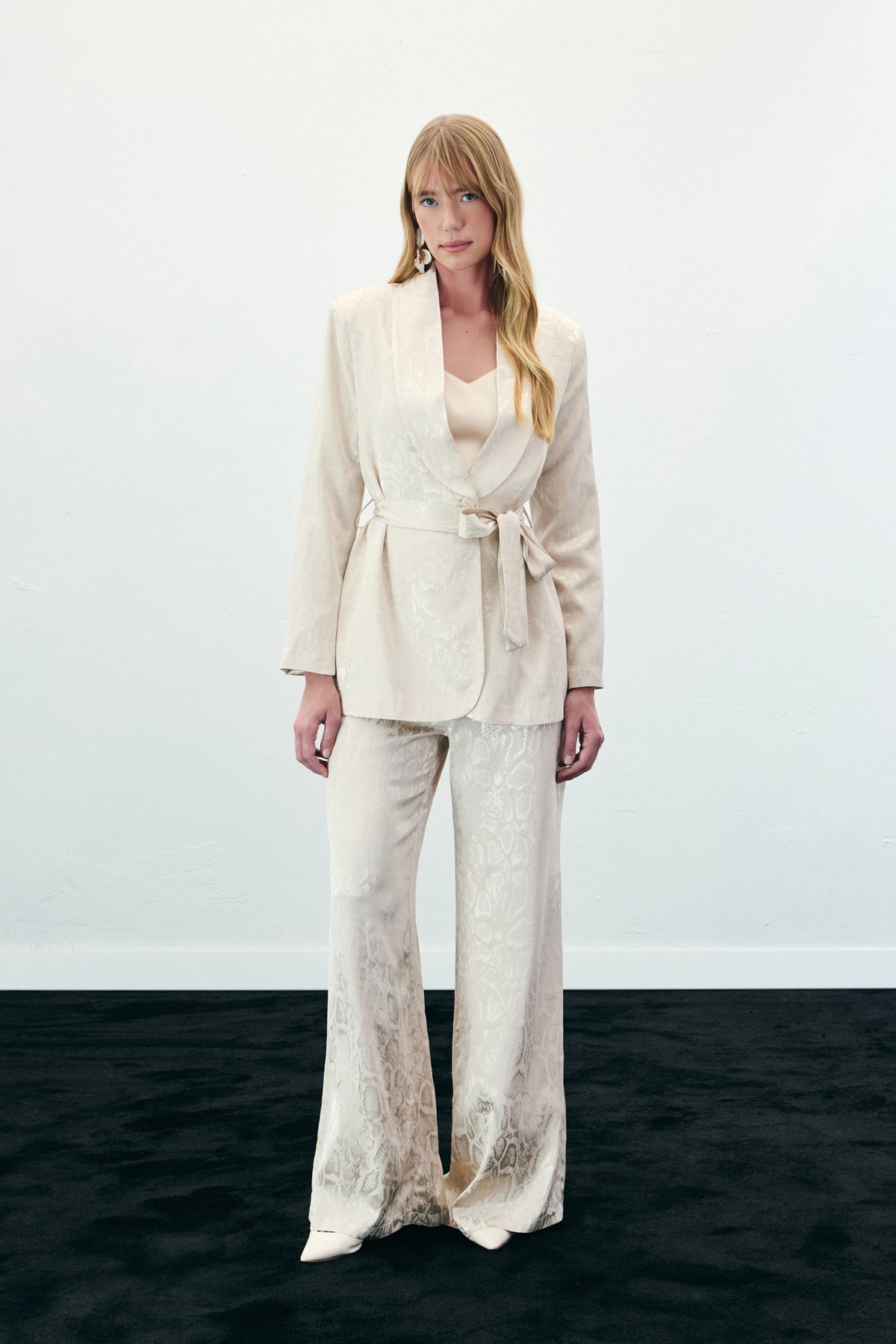 Yılan Desenli Pantolon - Bej