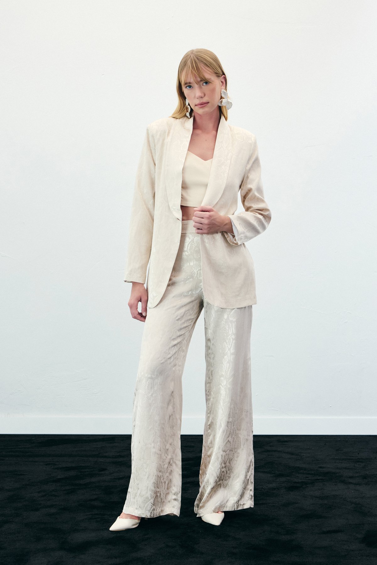 Yılan Desenli Pantolon - Bej