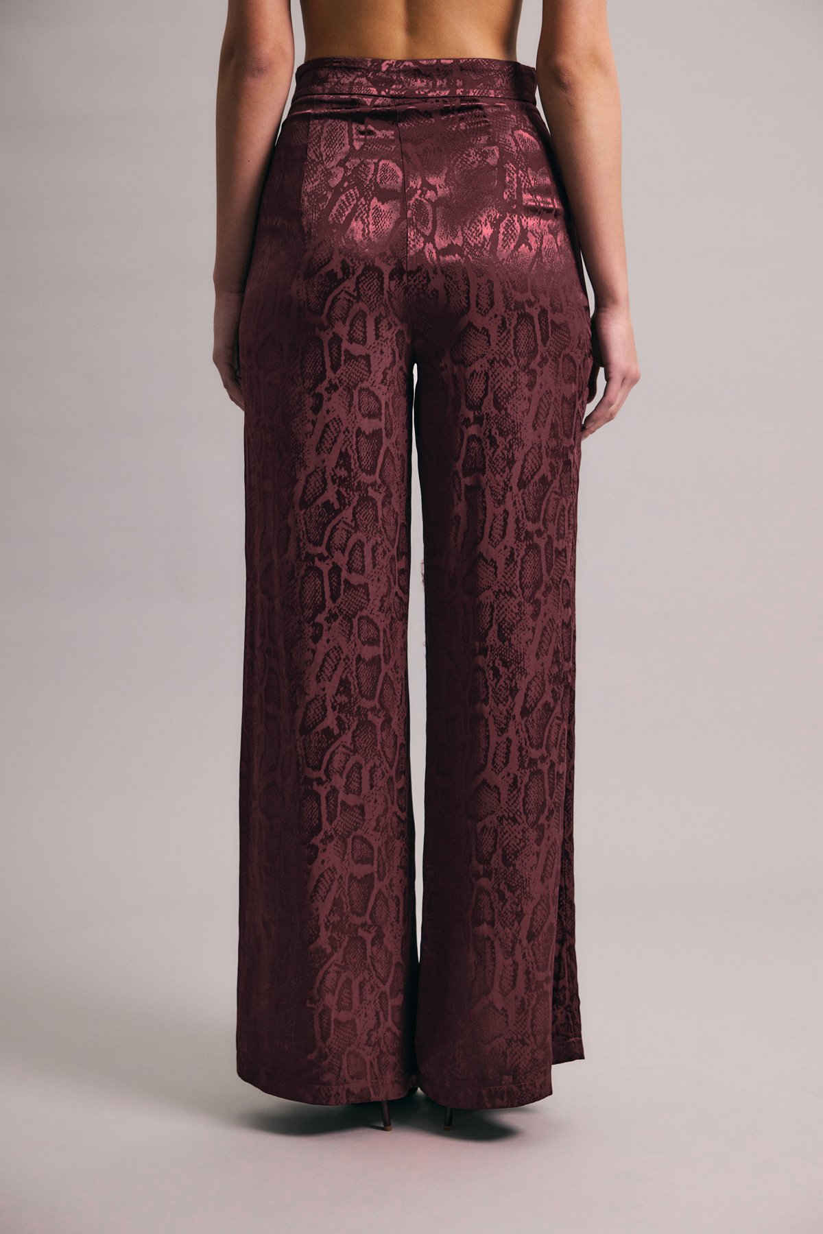 Yılan Desenli Pantolon - Bordo