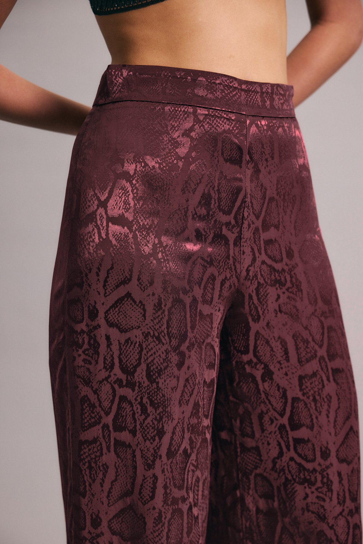 Yılan Desenli Pantolon - Bordo