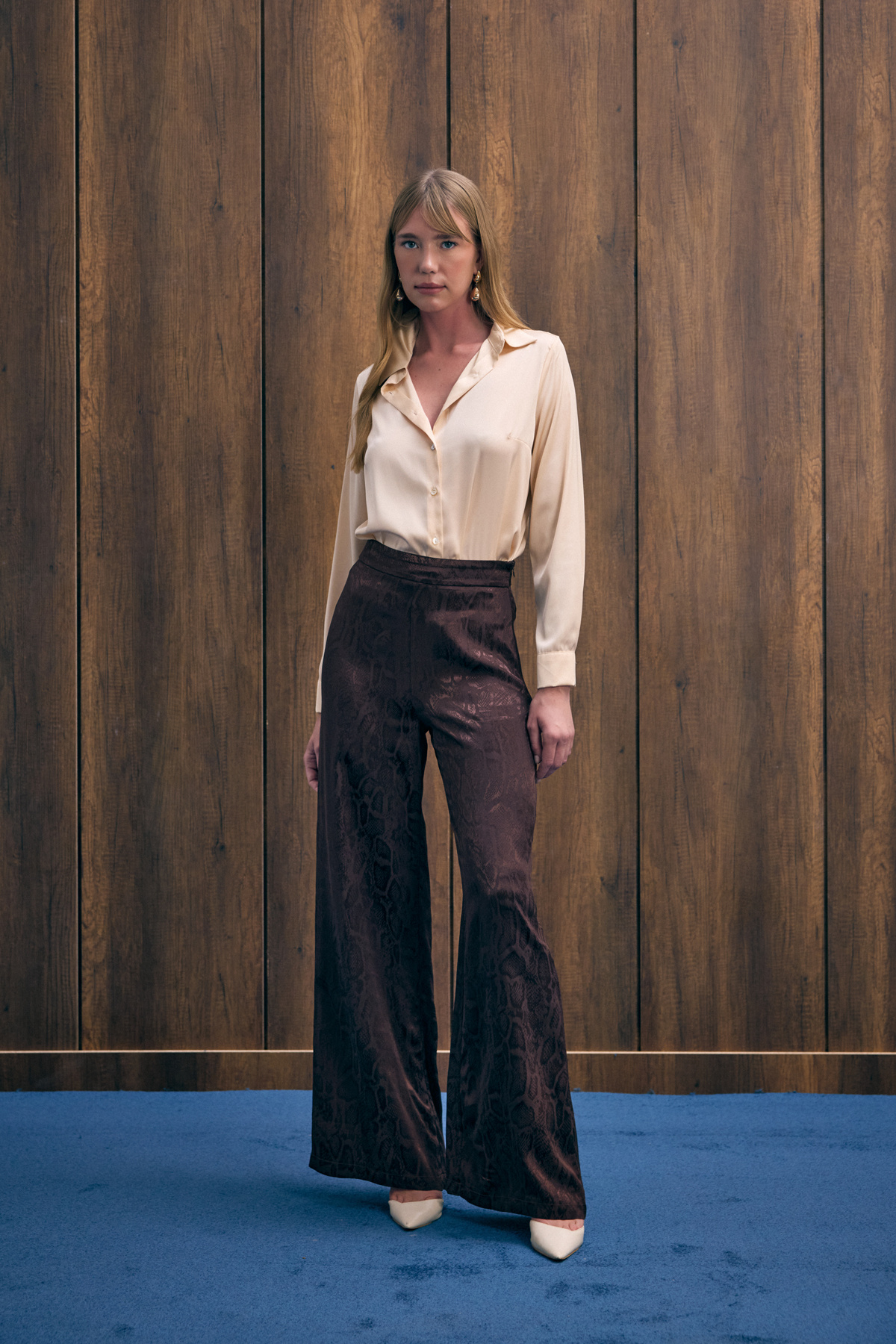 Yılan Desenli Pantolon - Kahve