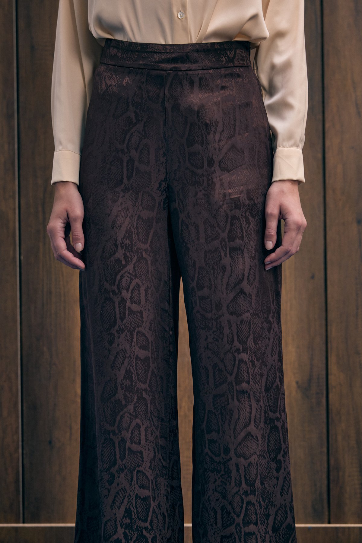 Yılan Desenli Pantolon - Kahve