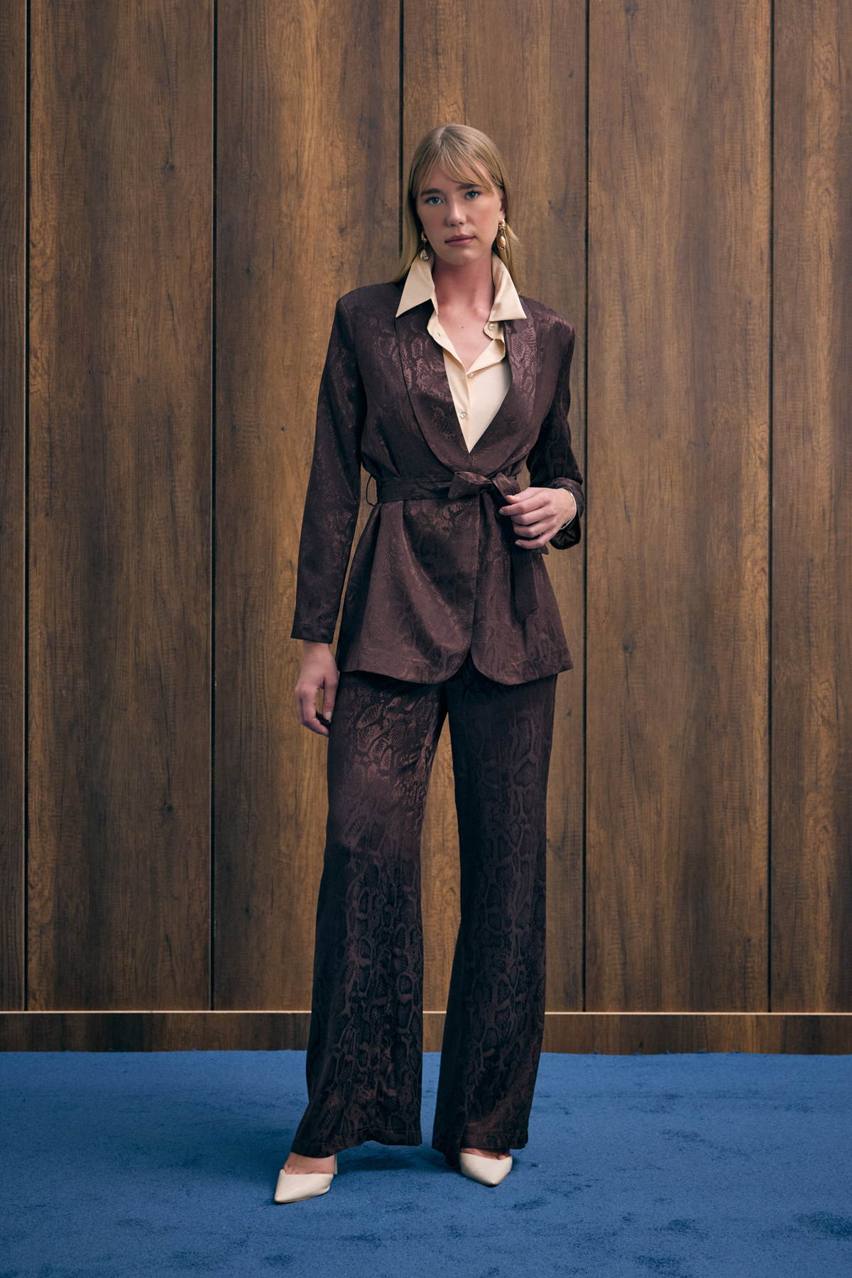 Yılan Desenli Pantolon - Kahve