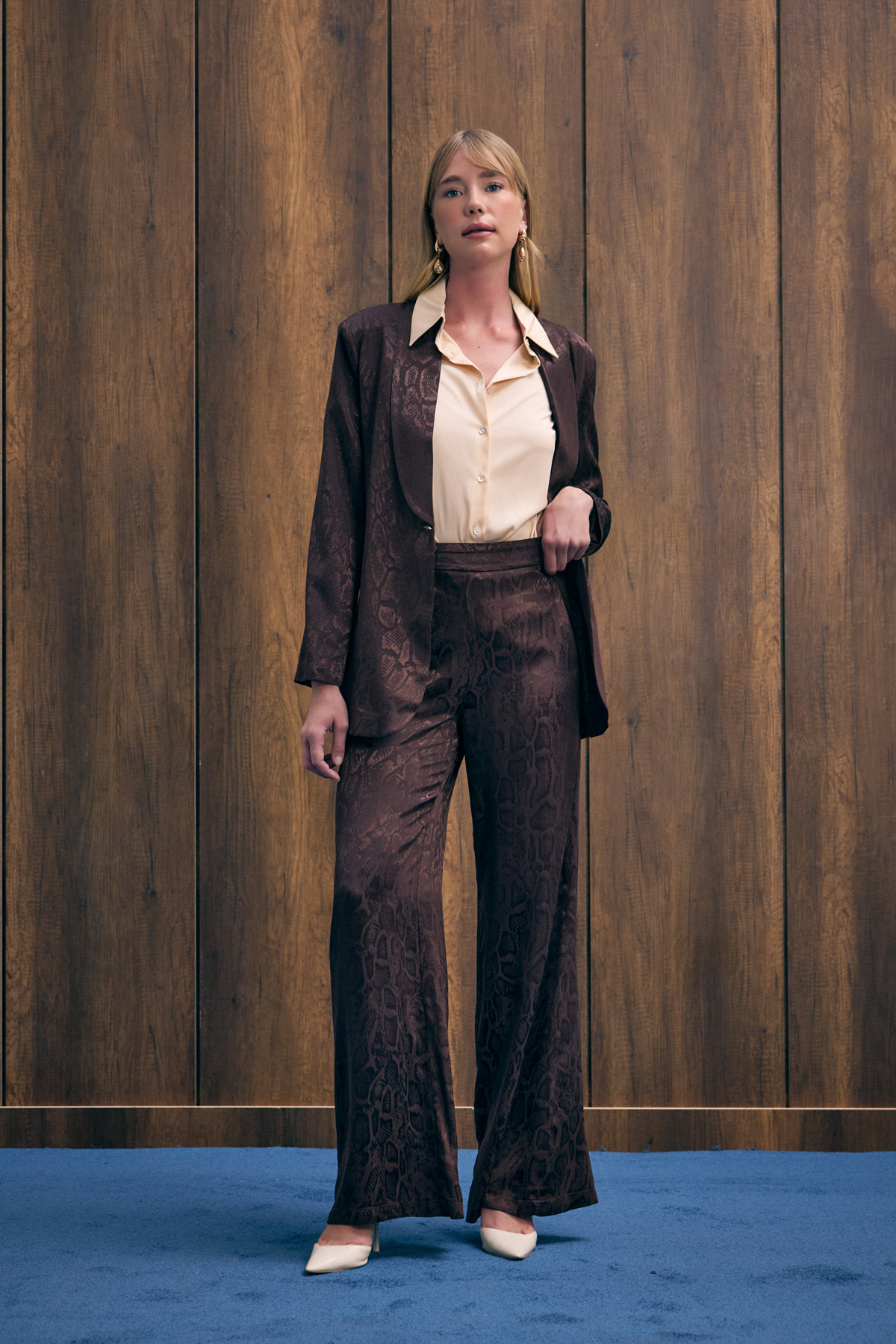 Yılan Desenli Pantolon - Kahve