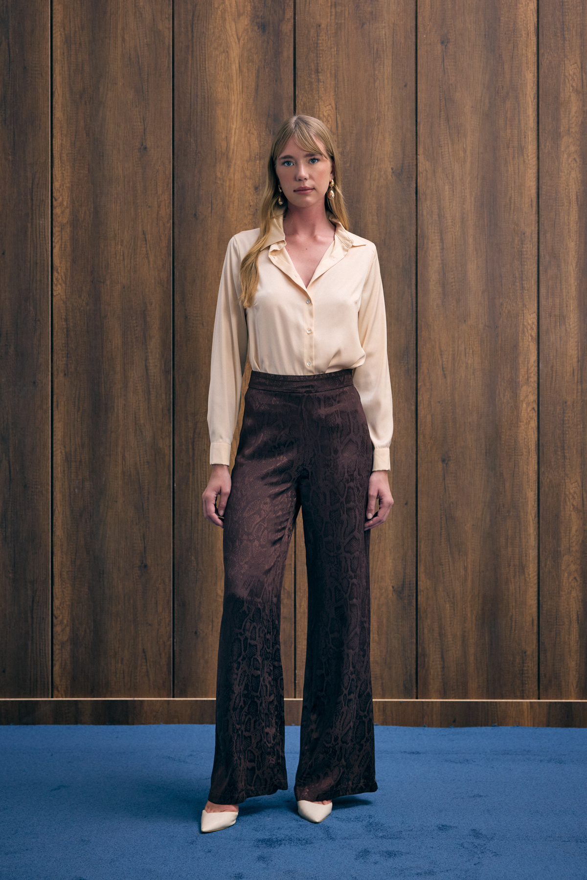 Yılan Desenli Pantolon - Kahve