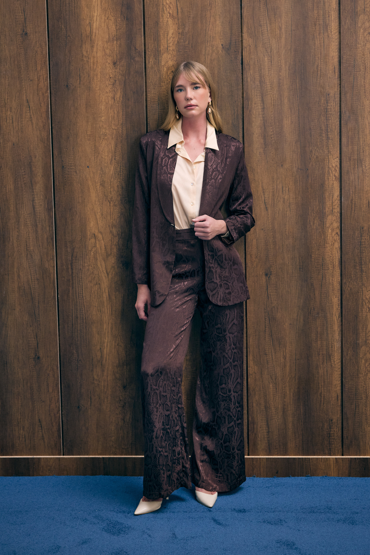 Yılan Desenli Pantolon - Kahve