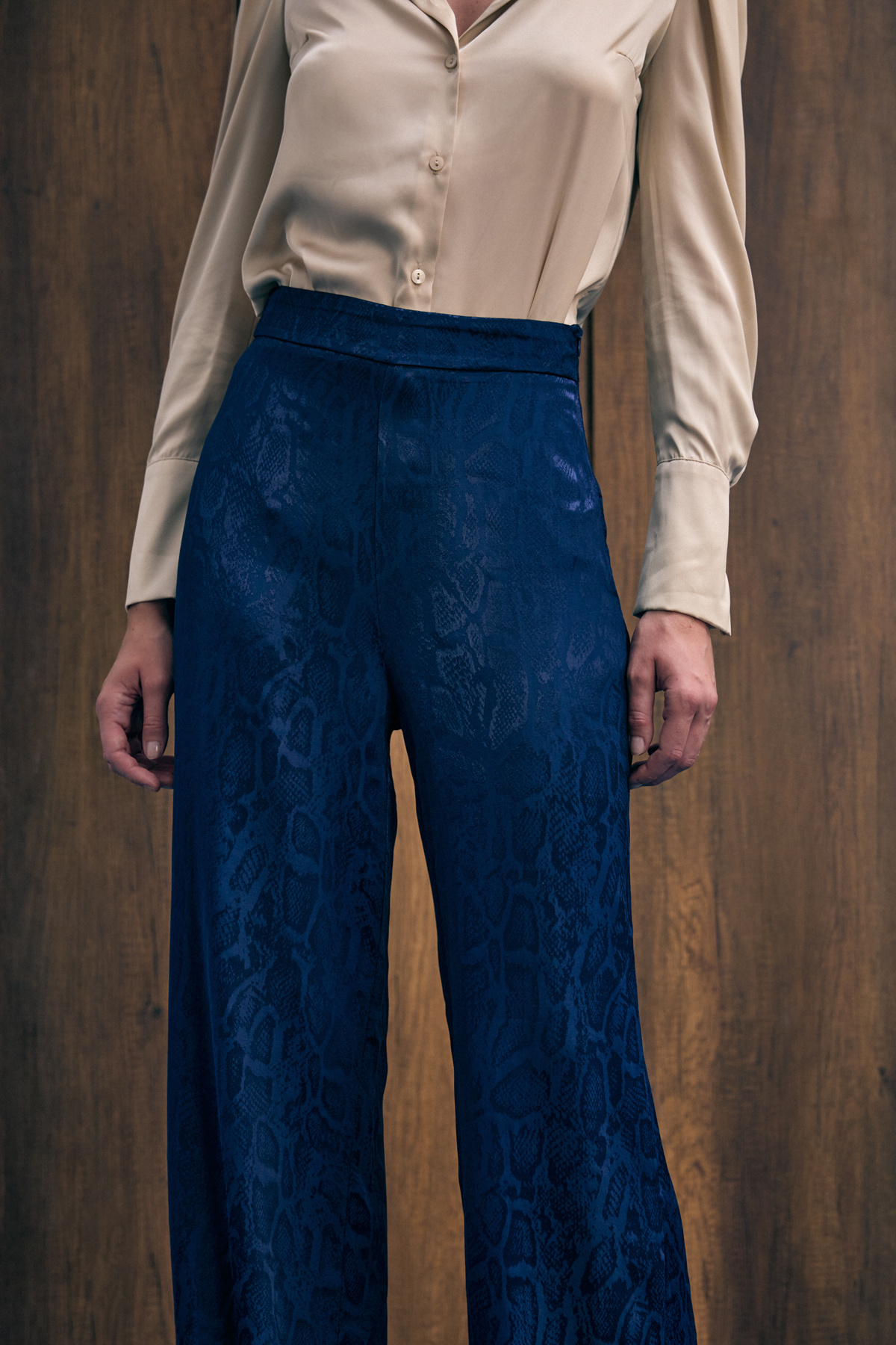 Yılan Desenli Pantolon - Lacivert