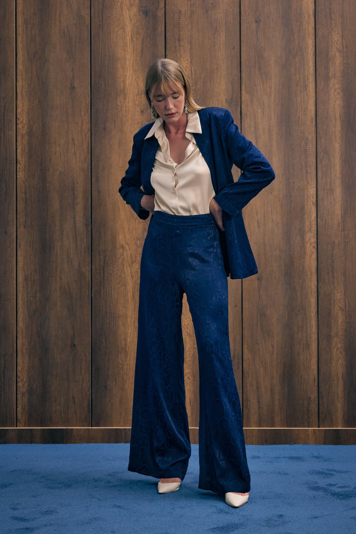 Yılan Desenli Pantolon - Lacivert