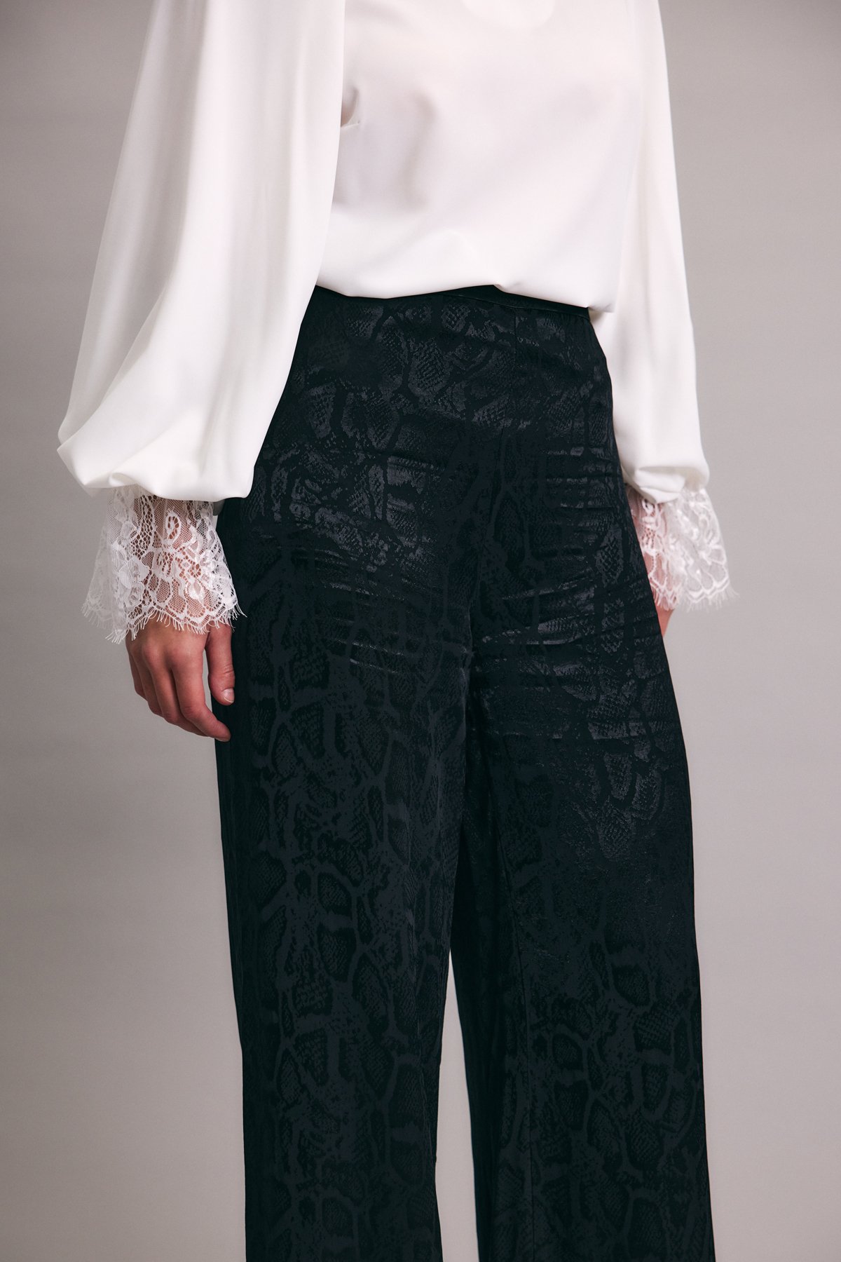 Yılan Desenli Pantolon - Siyah