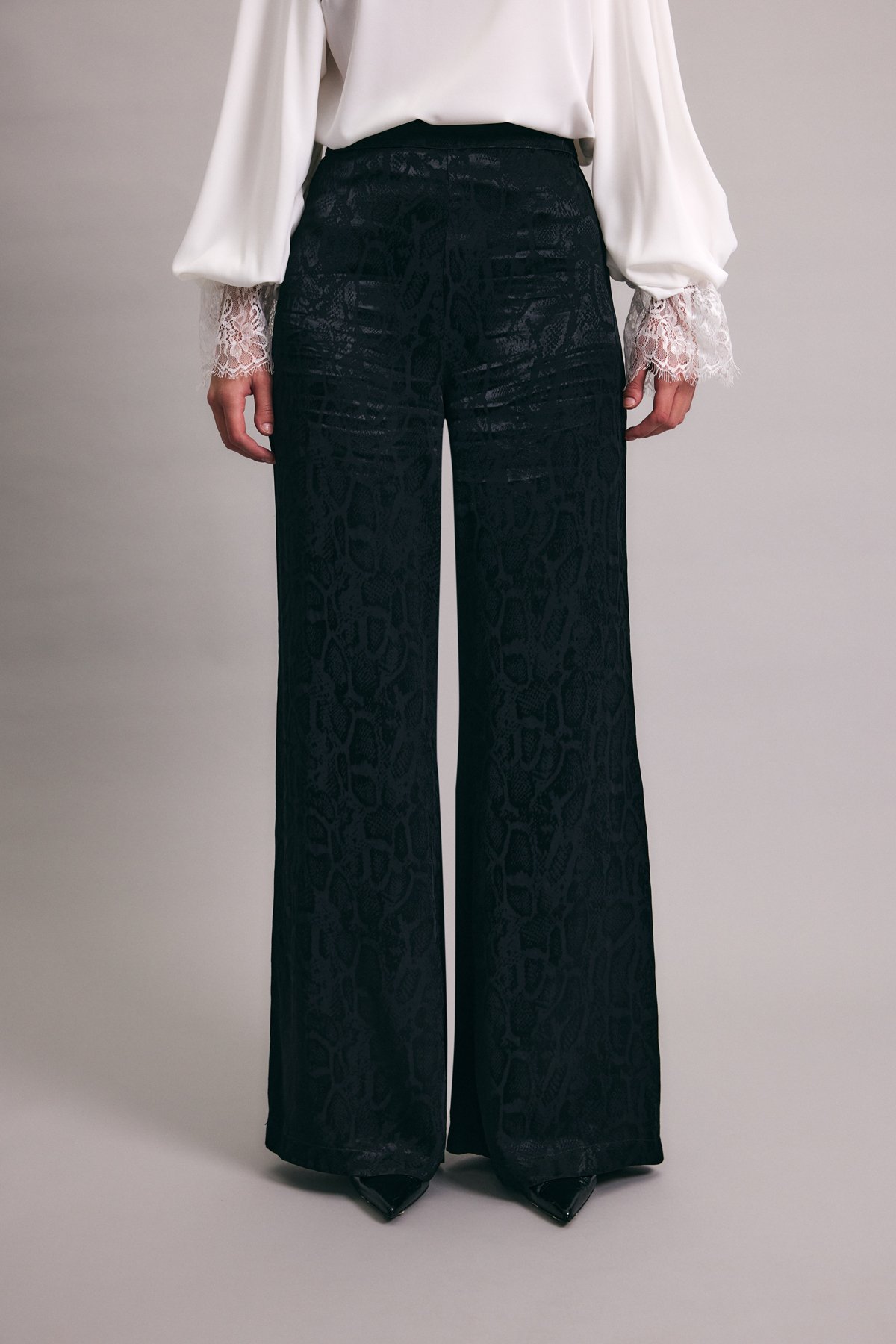 Yılan Desenli Pantolon - Siyah