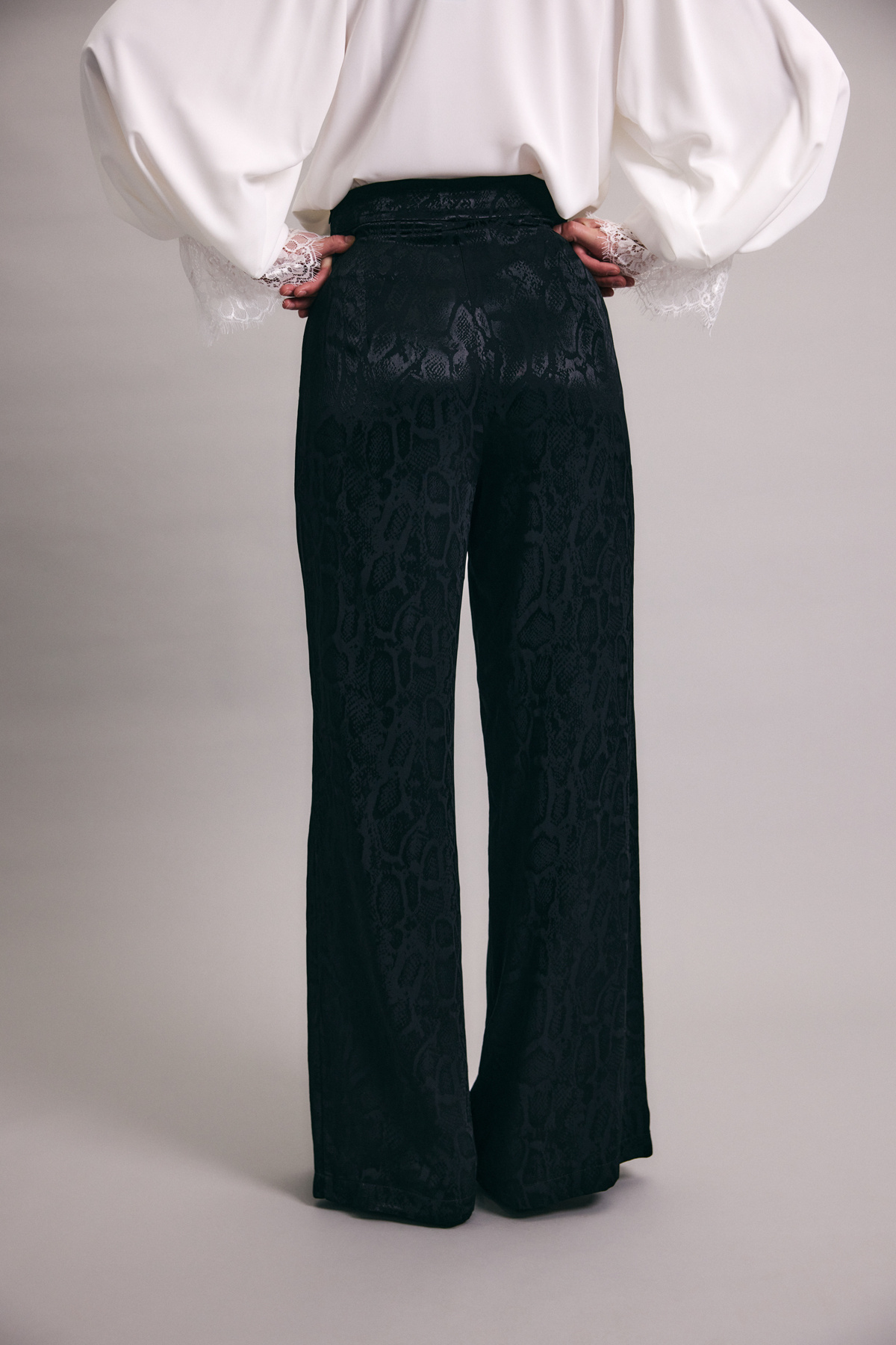 Yılan Desenli Pantolon - Siyah