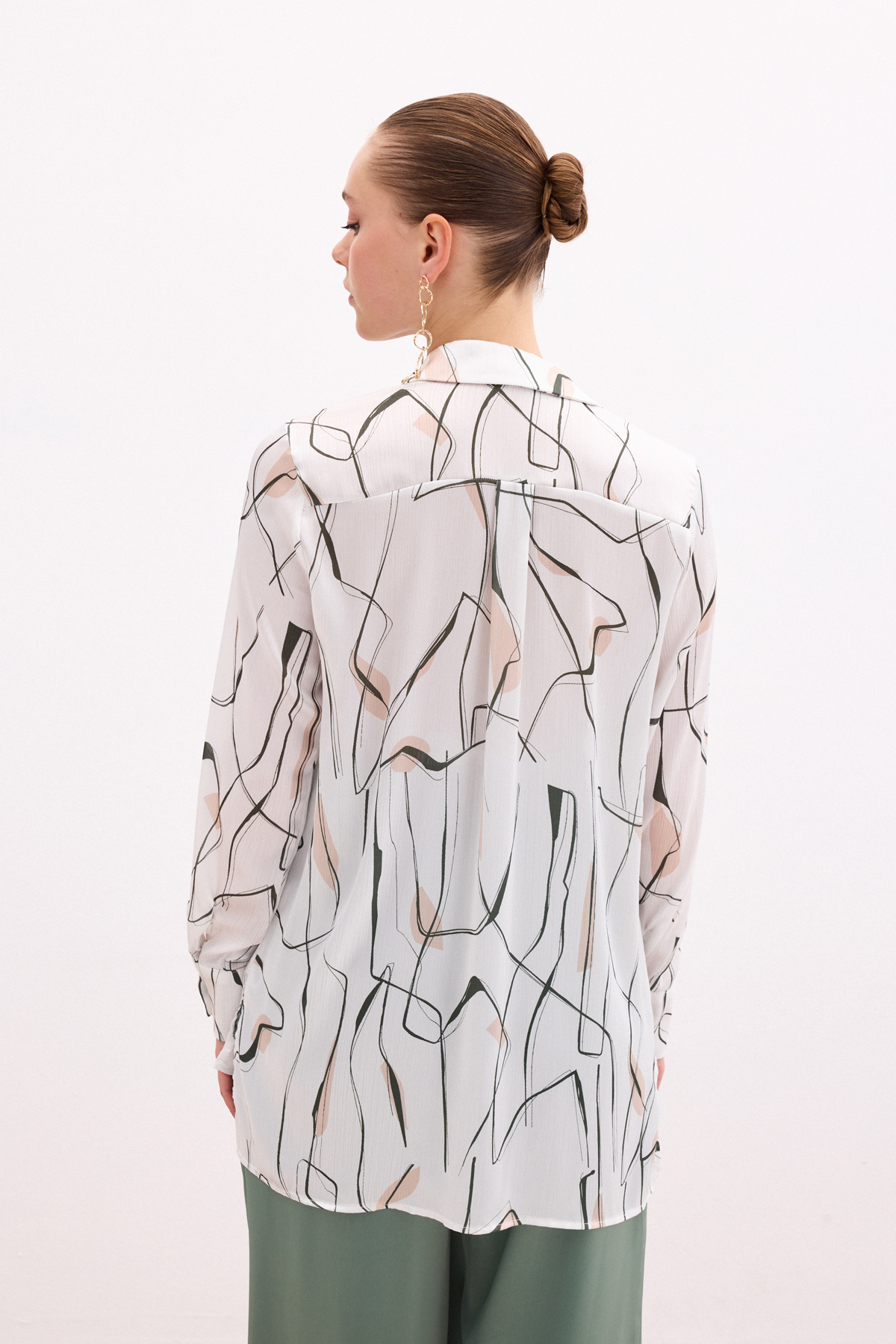 Yırtmaç Detaylı Gömlek - Haki