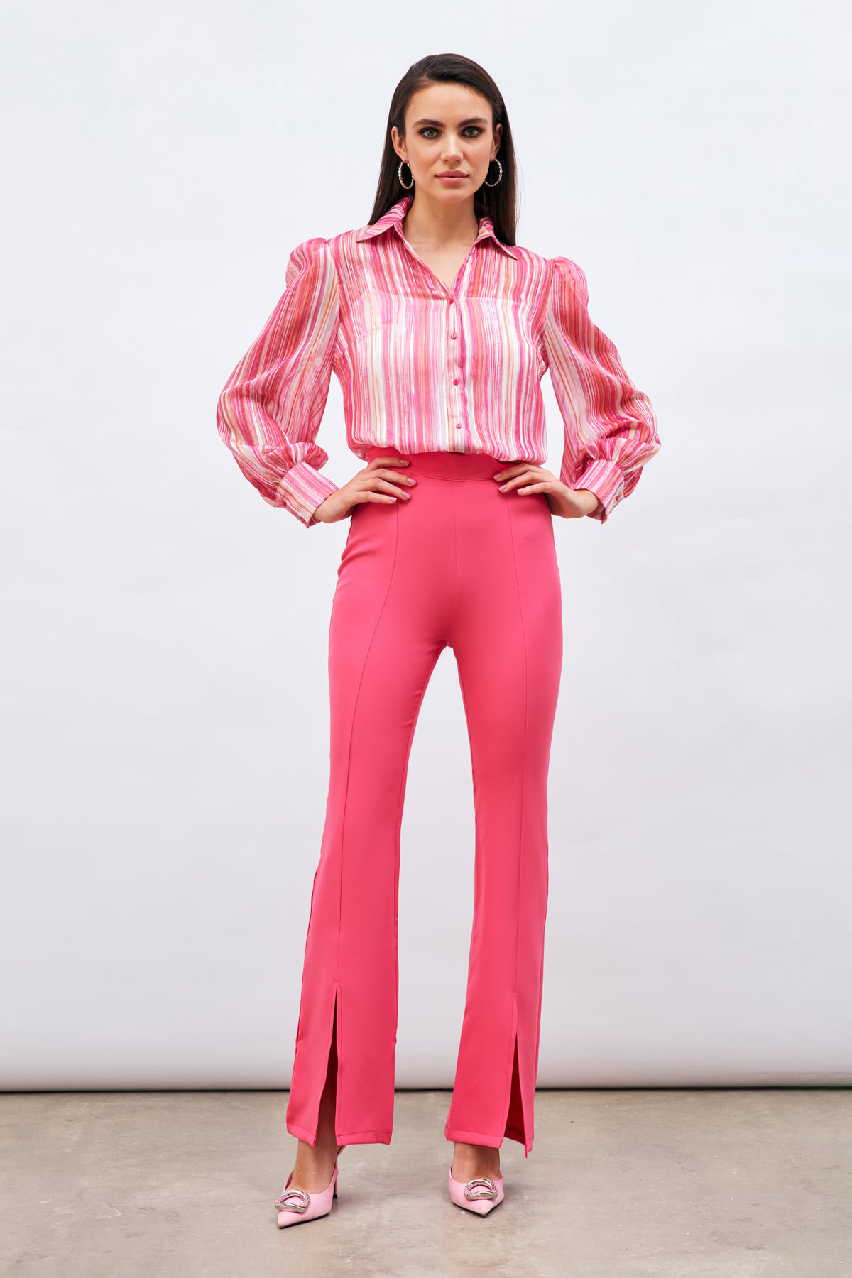Spanish trousers with slit detail - FuchsIa