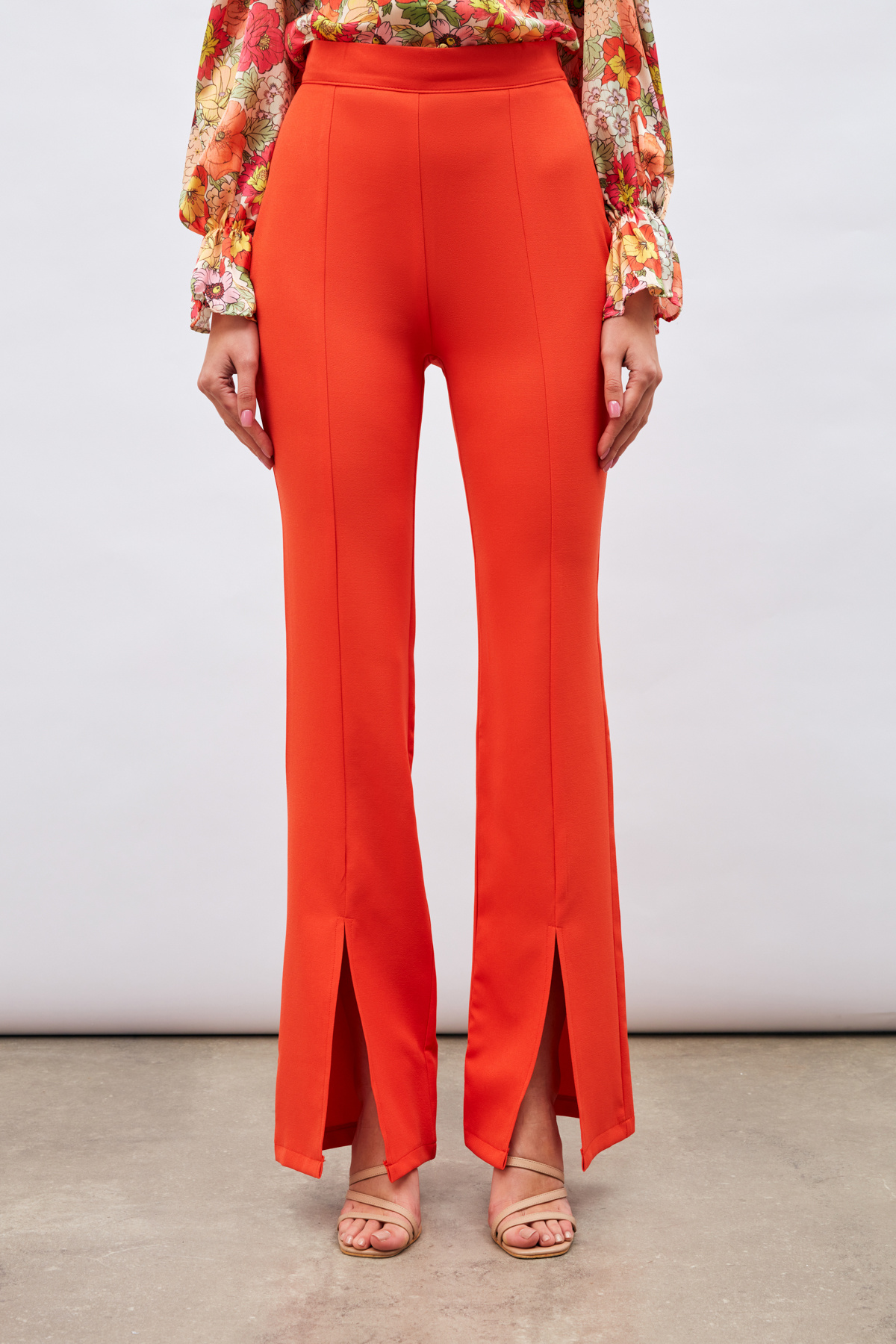 Yırtmaç Detaylı İspanyol Pantolon - ORANJ