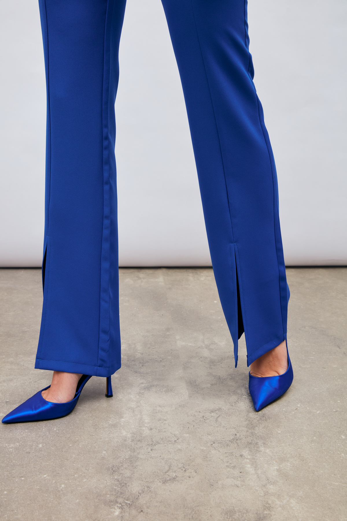 Yırtmaç Detaylı İspanyol Pantolon - SAX MAVİ