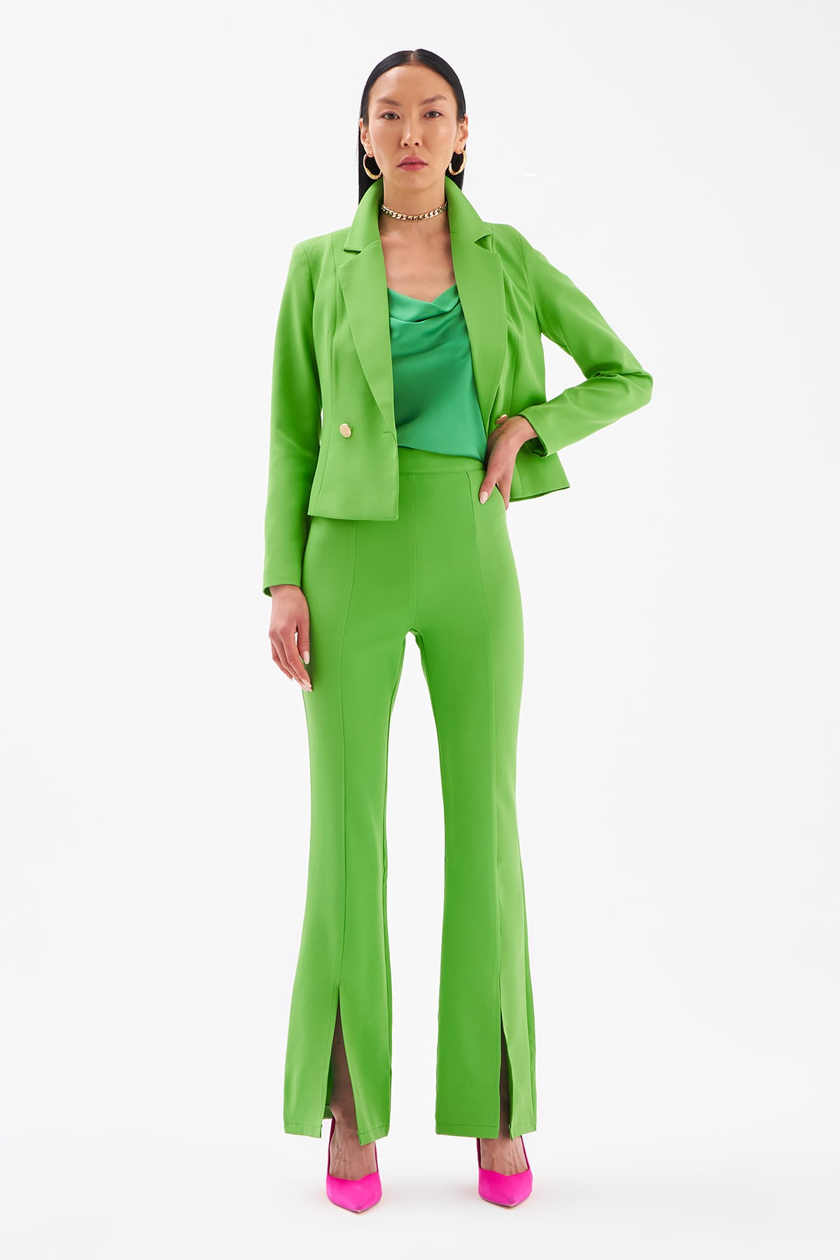 Spanish trousers with slit detail - GREEN