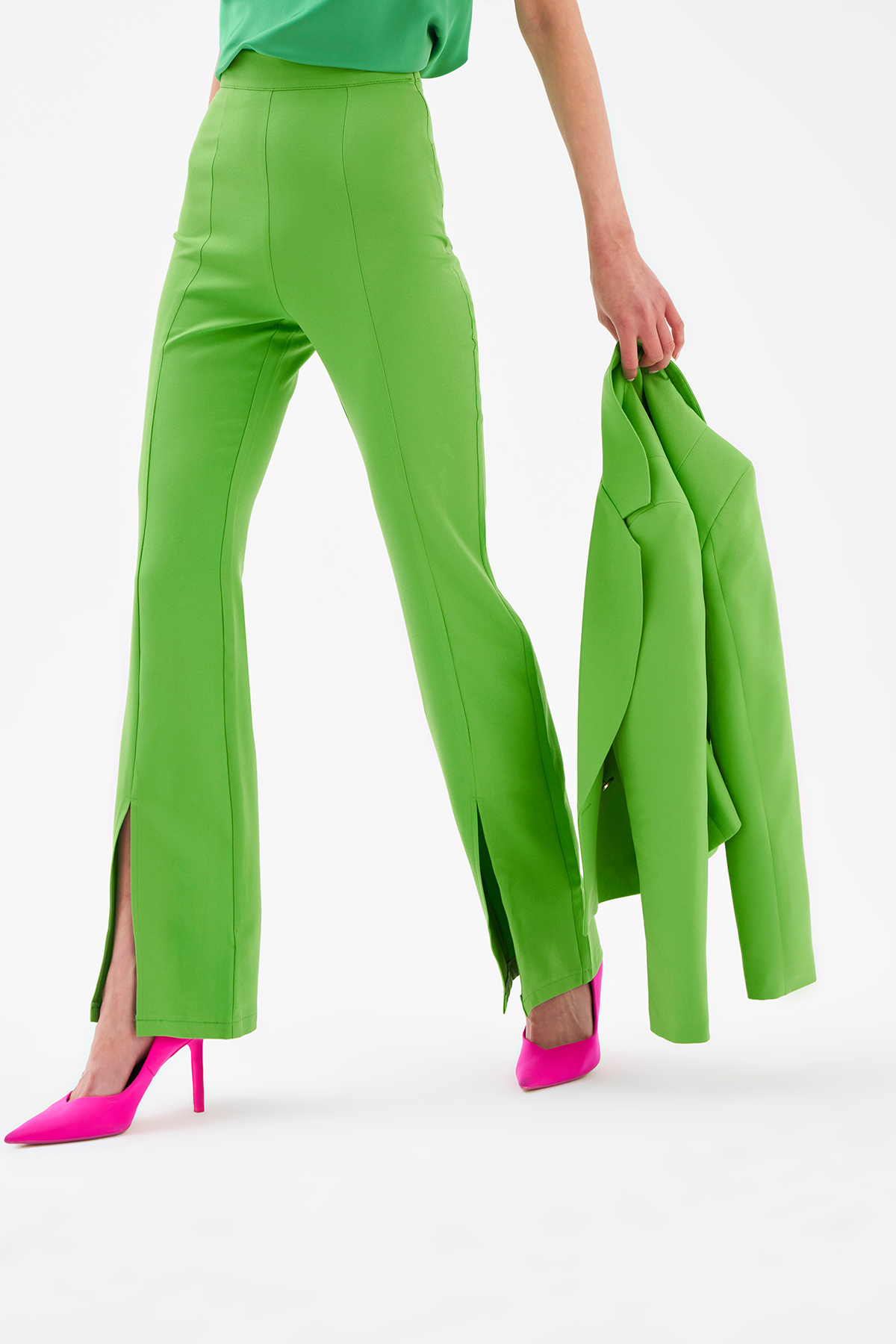 Spanish trousers with slit detail - GREEN