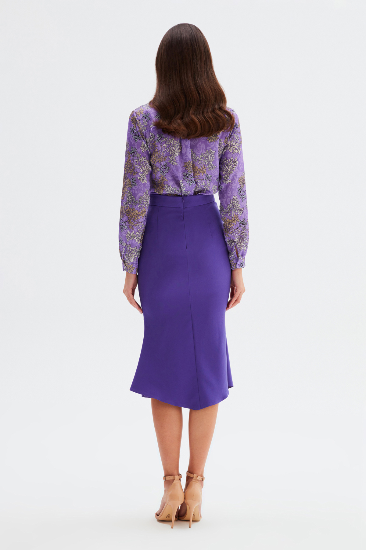 Slit Detailed Flared Skirt - PURPLE