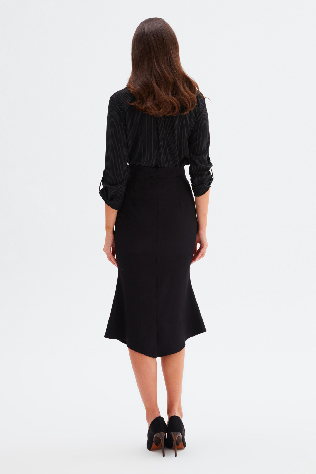 Yırtmaç Detaylı Kloş Etek - SİYAH