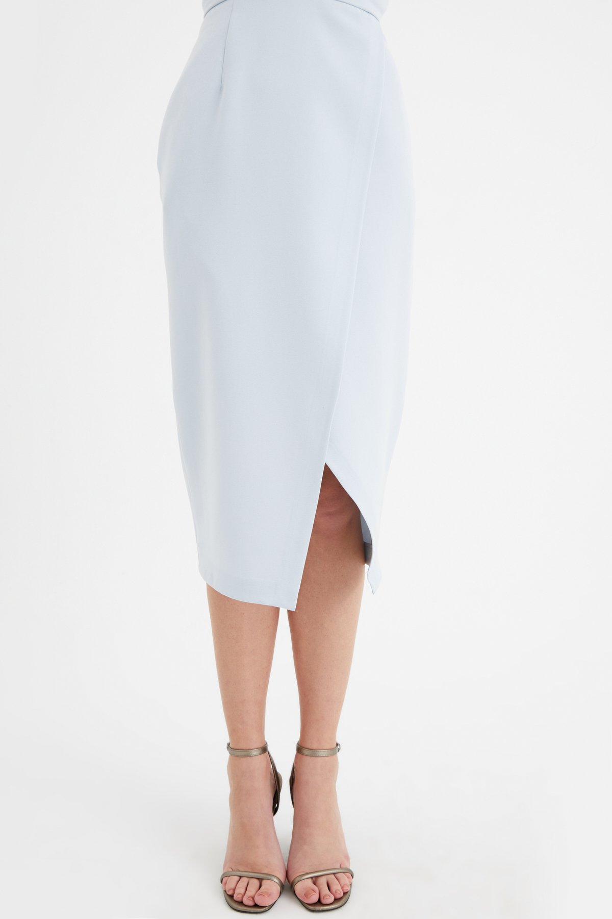 Yırtmaçlı kalem etek - MAVİ