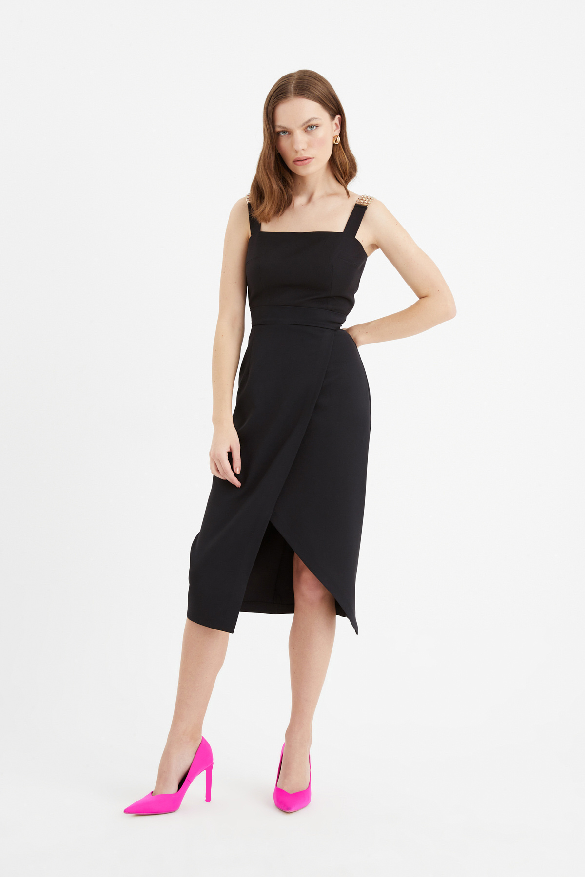 Yırtmaçlı kalem etek - SİYAH