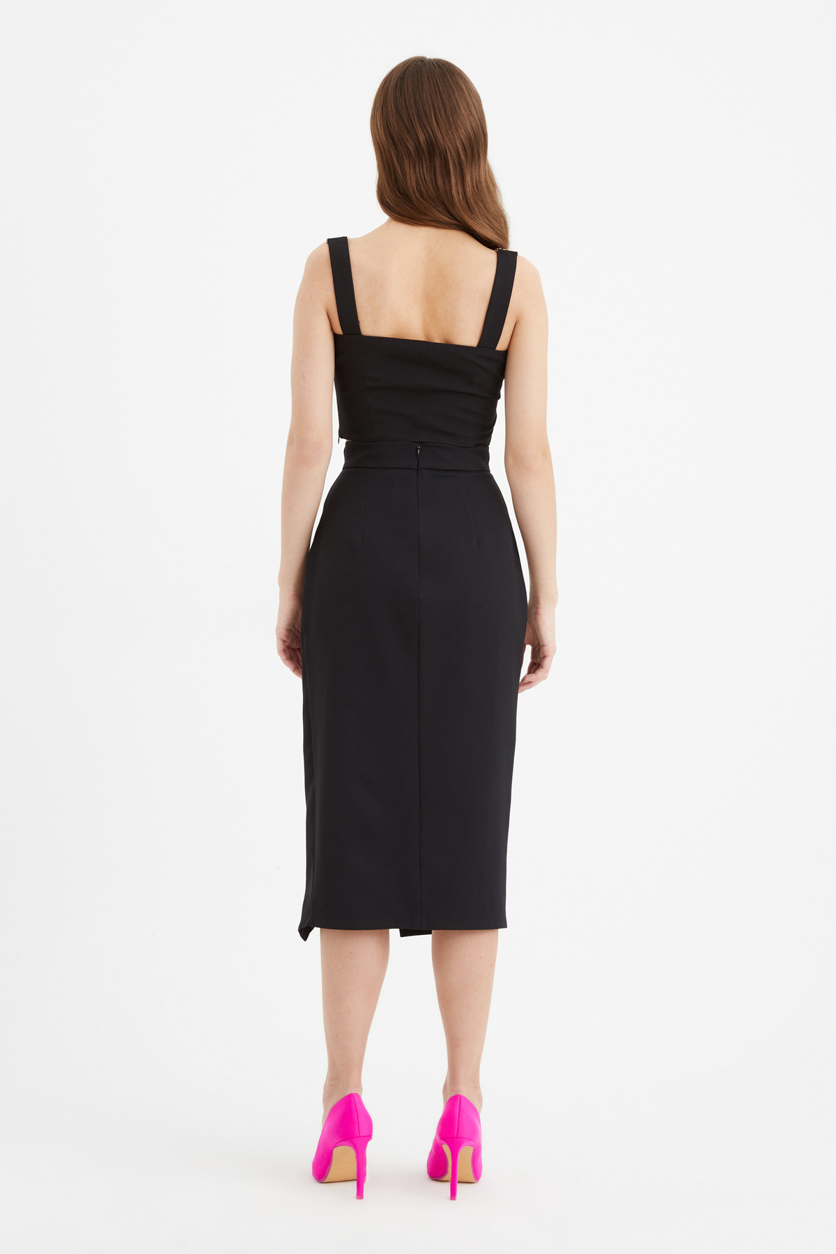 Yırtmaçlı kalem etek - SİYAH