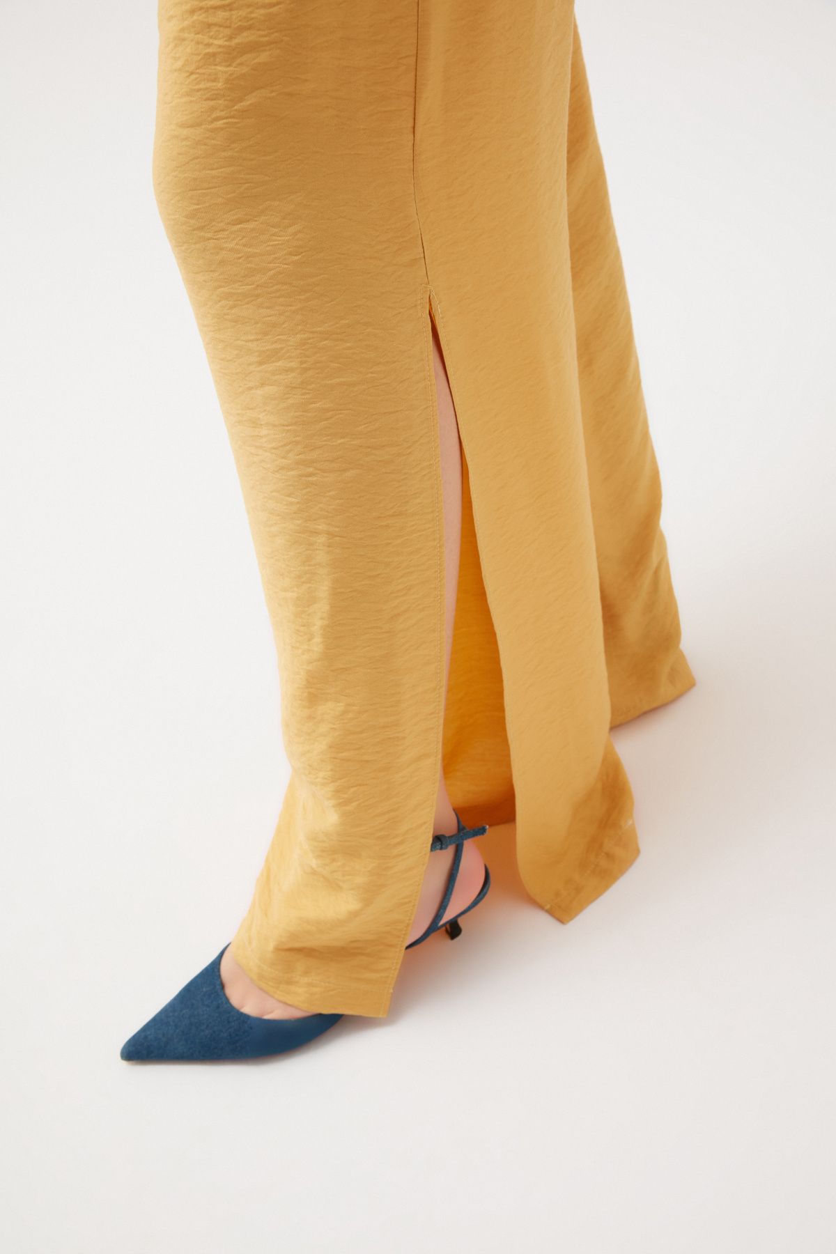 Yırtmaçlı Keten Pantolon - SARI