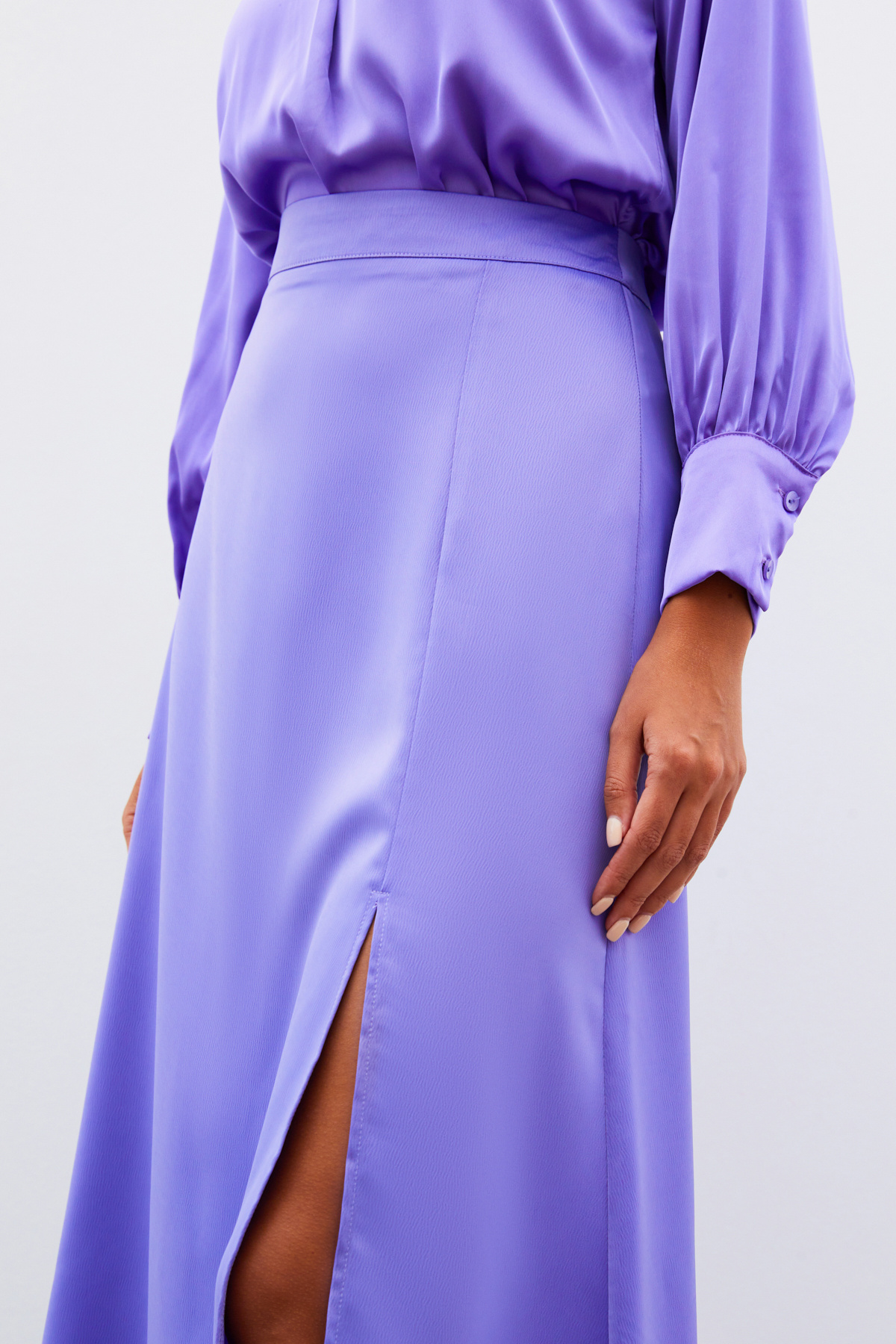 Yırtmaçlı Saten Etek - MOR