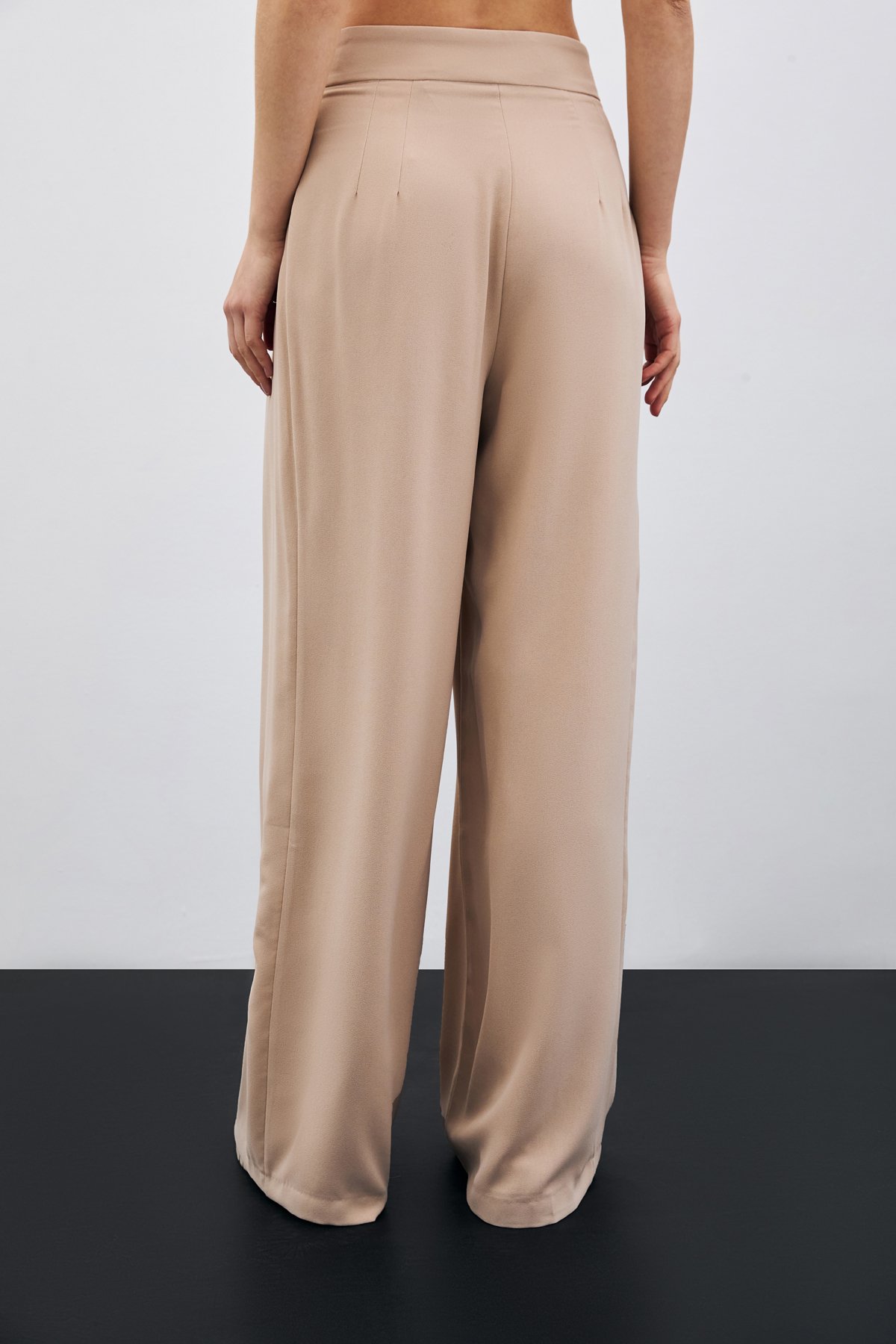 Yüksek Bel Bol Paça Pantolon - Bej