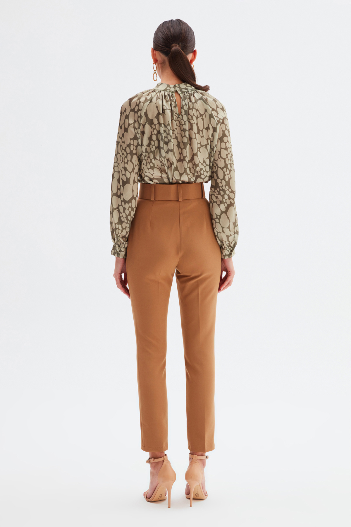 Yüksek Bel Kemerli Pantolon - CAMEL