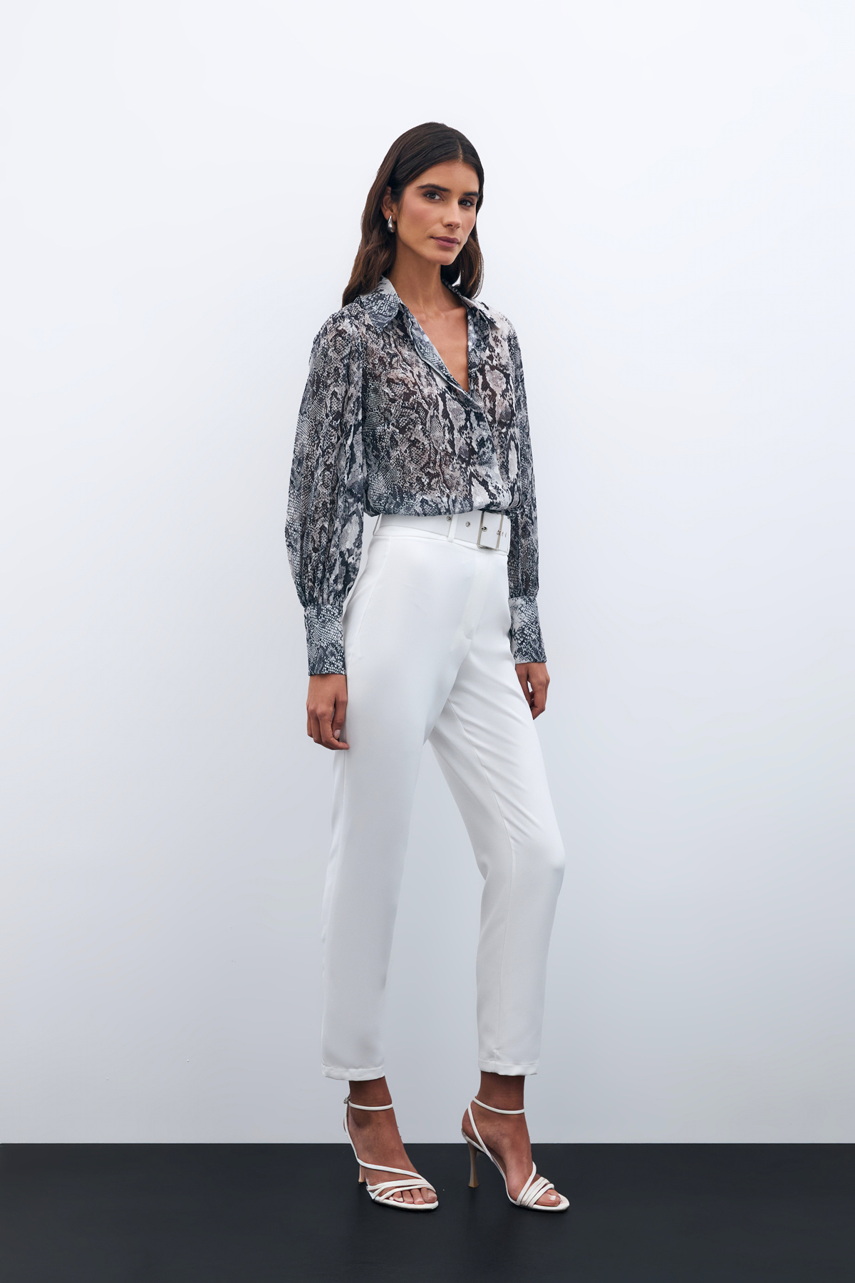 Yüksek Bel Kemerli Pantolon - EKRU