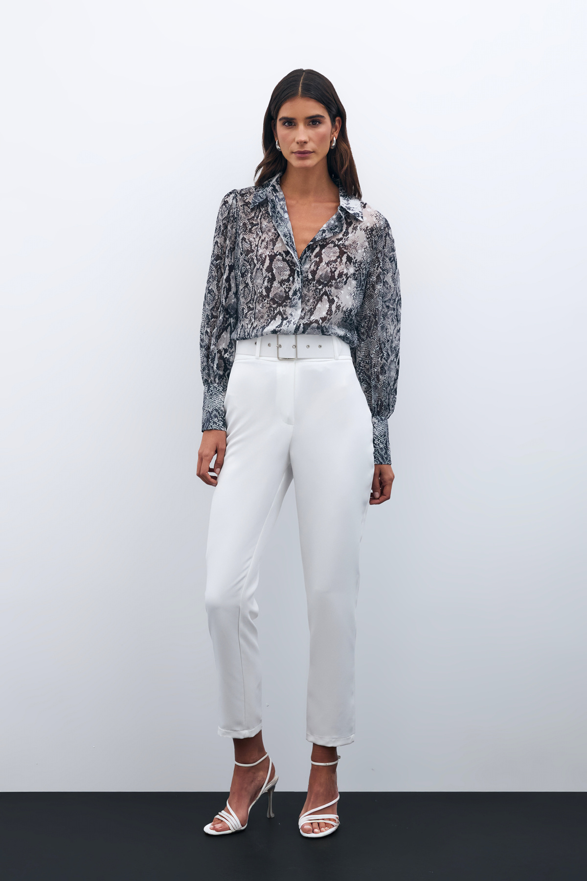 Yüksek Bel Kemerli Pantolon - EKRU