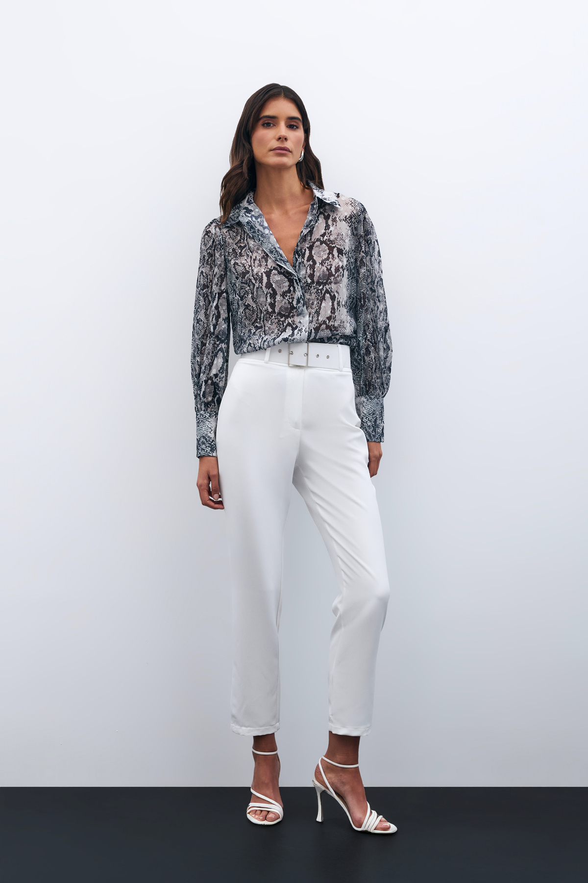 Yüksek Bel Kemerli Pantolon - EKRU