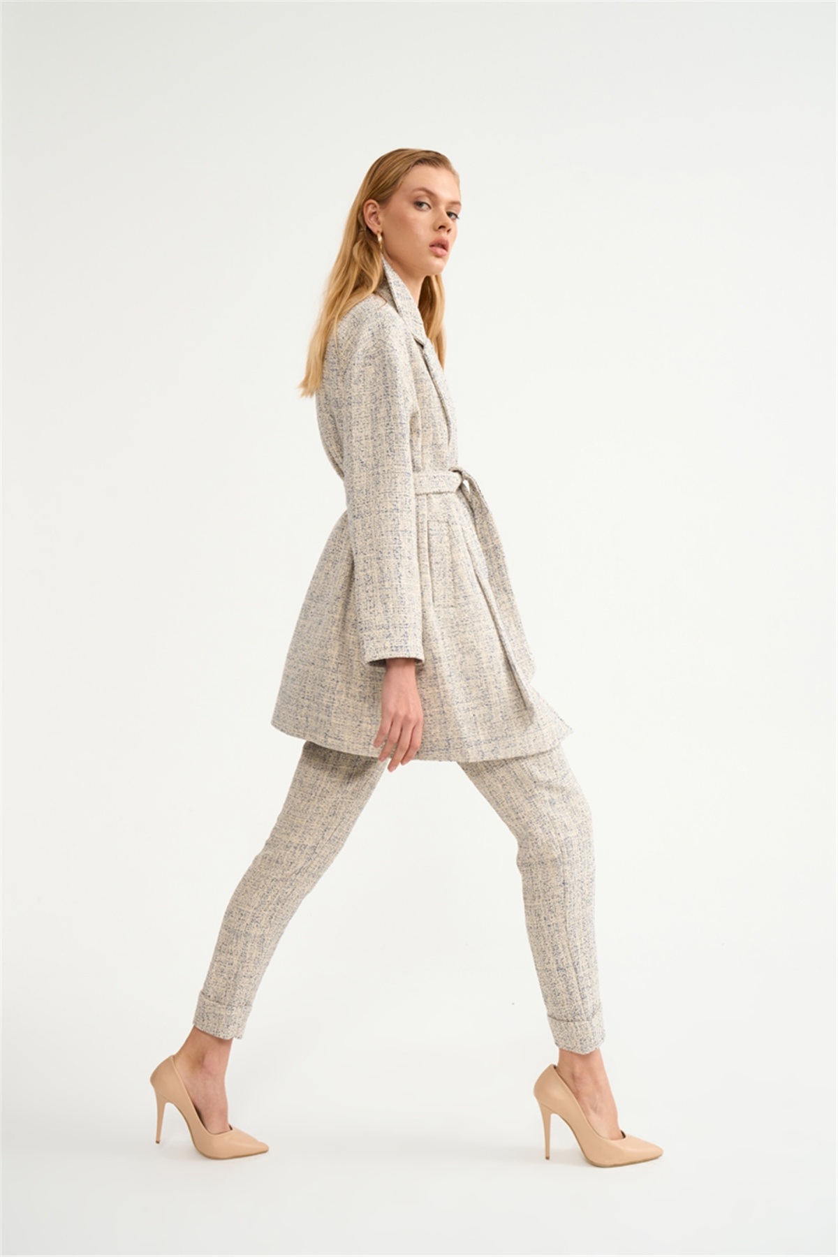 Yüksek bel kemerli pantolon - İNDİGO