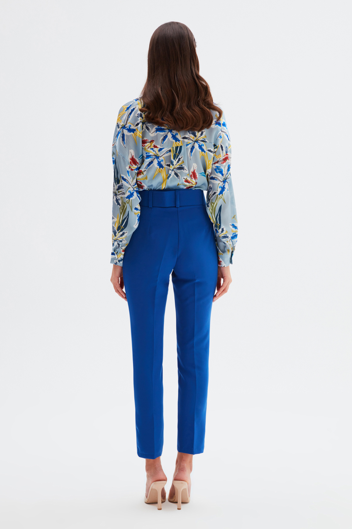 Yüksek Bel Kemerli Pantolon - İNDİGO