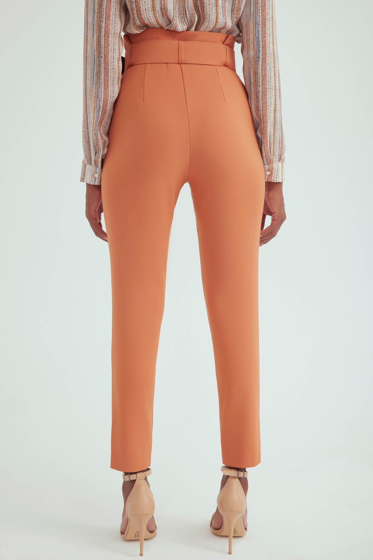 Belt Detail High Waist Pant - CARAMEL