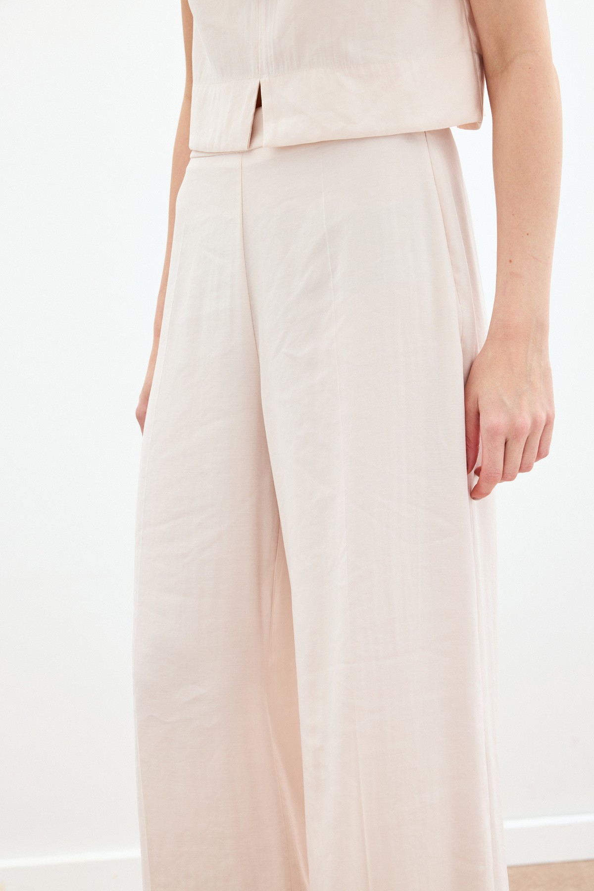 Yüksek Bel Keten Pantolon - Taş