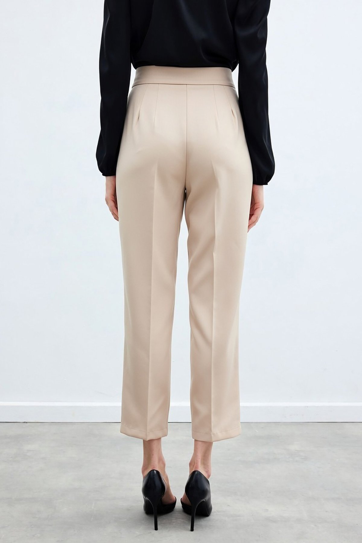 Yüksek Bel Klasik Pantolon - Bej