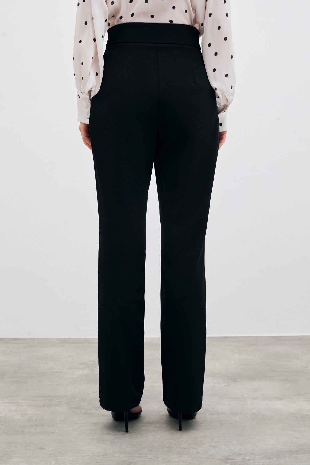 Yüksek Bel Klasik Pantolon - Siyah