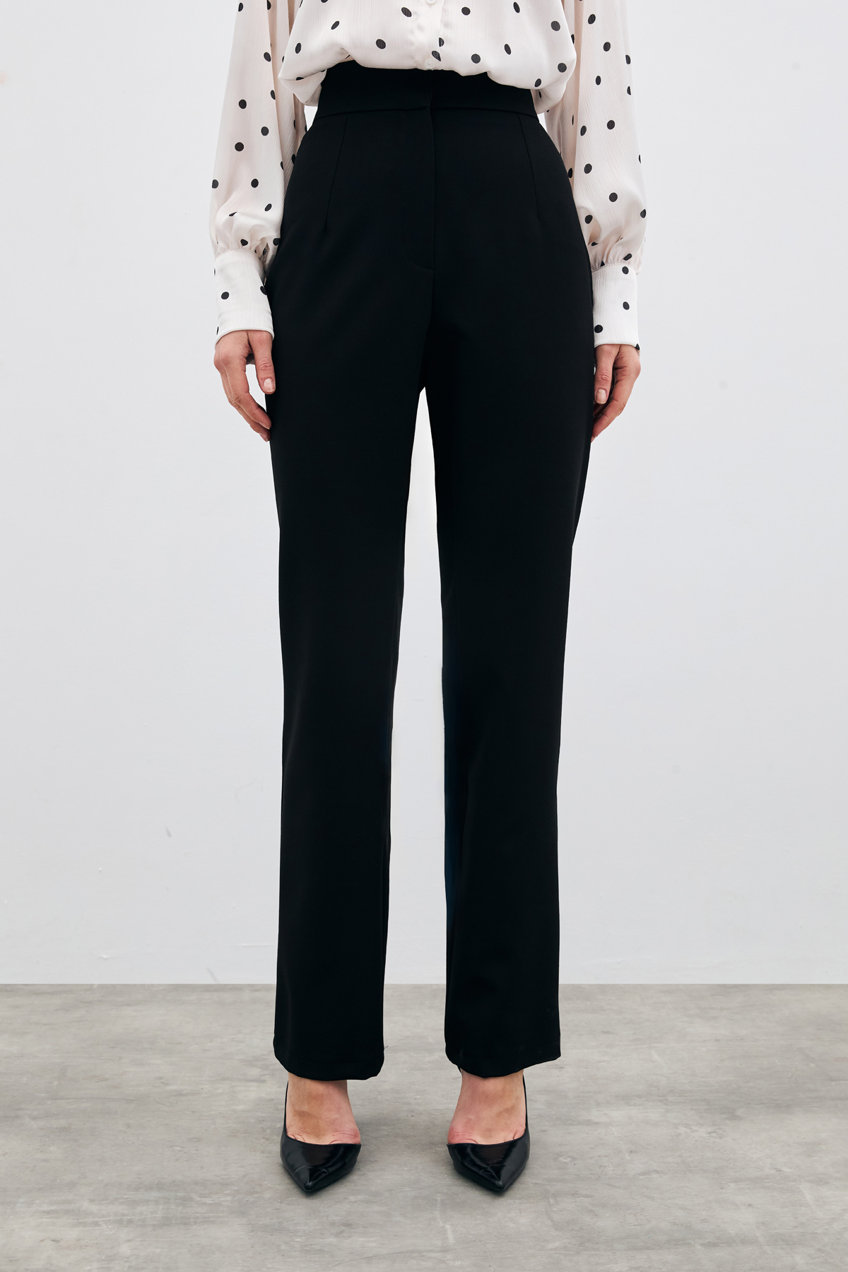 Yüksek Bel Klasik Pantolon - Siyah