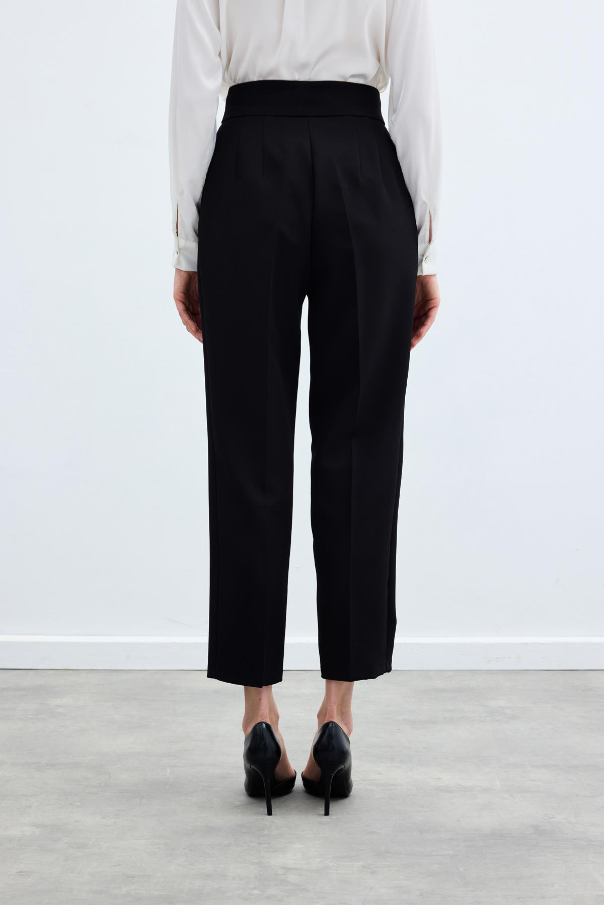 Yüksek Bel Klasik Pantolon - Siyah