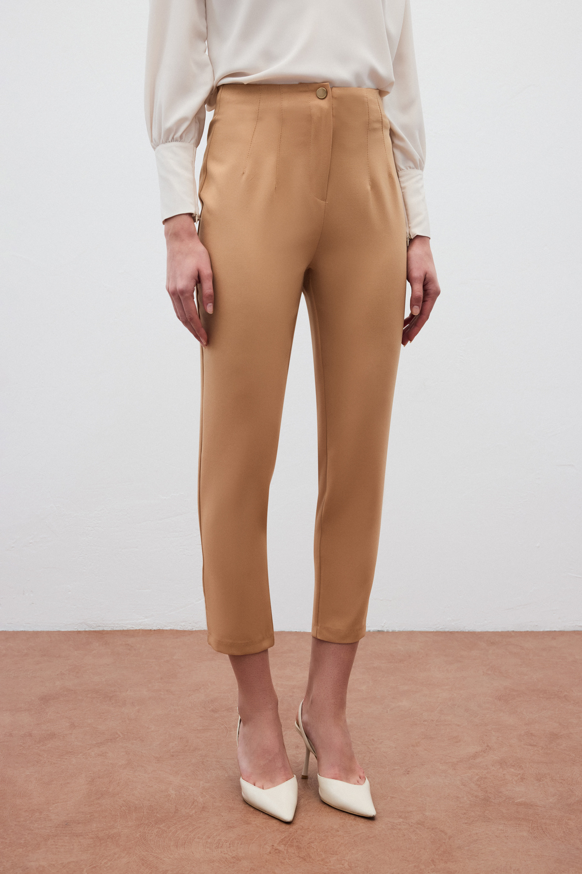 Yüksek bel  pantolon - CAMEL