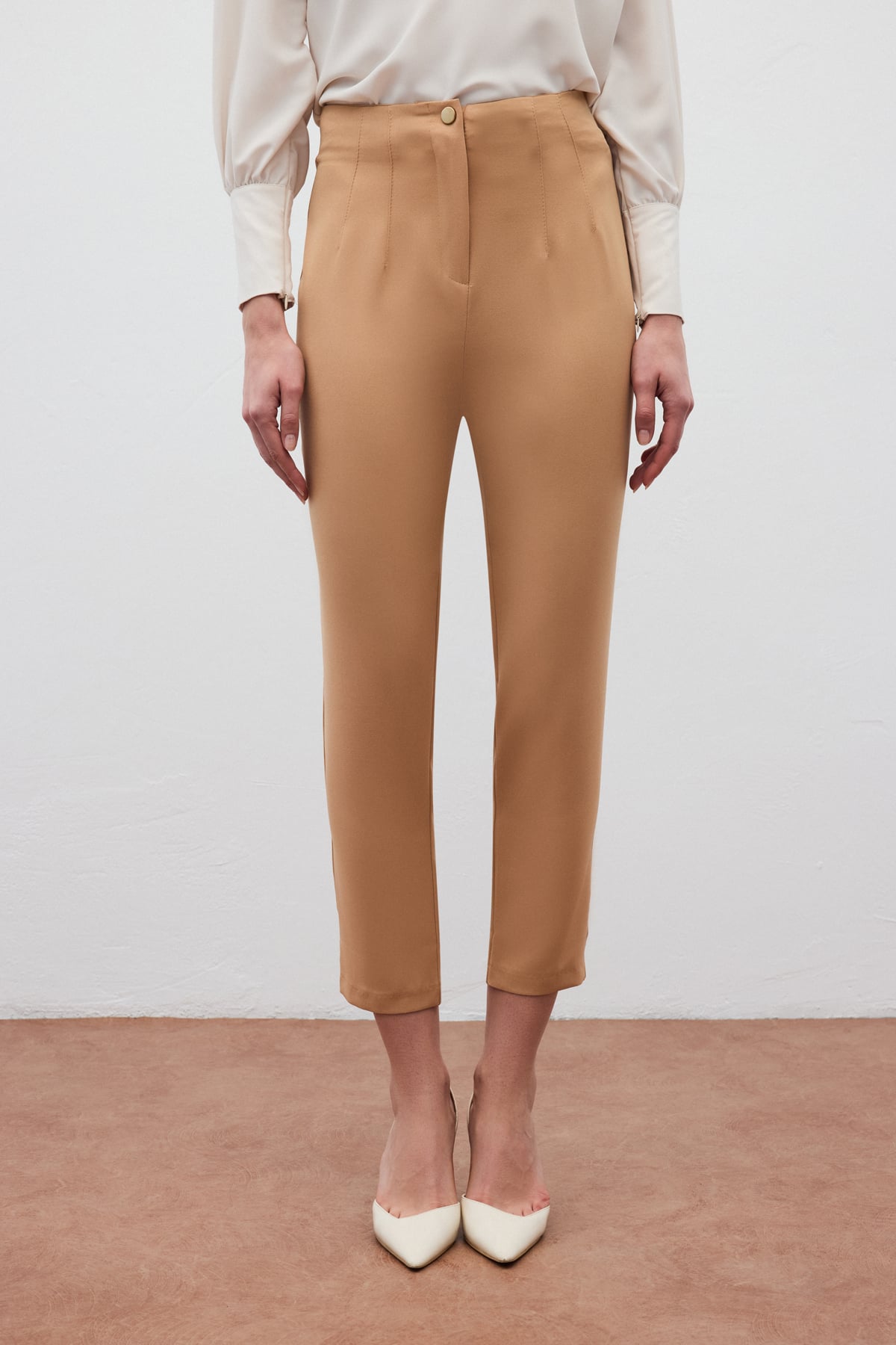 Yüksek bel  pantolon - CAMEL