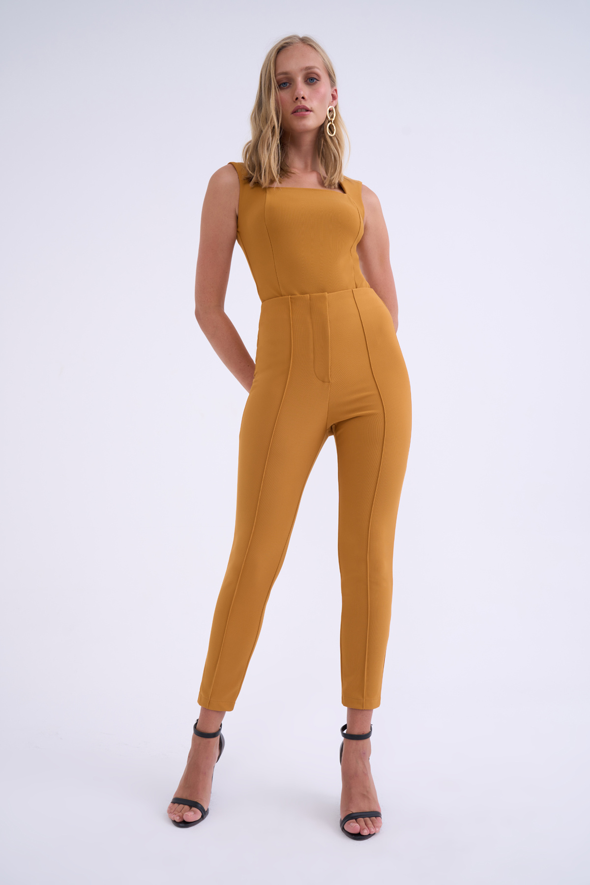 high waist pants - MUSTARD