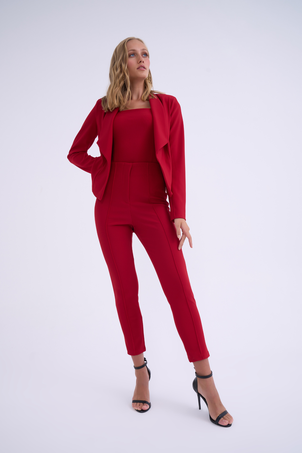 high waist pants - RED